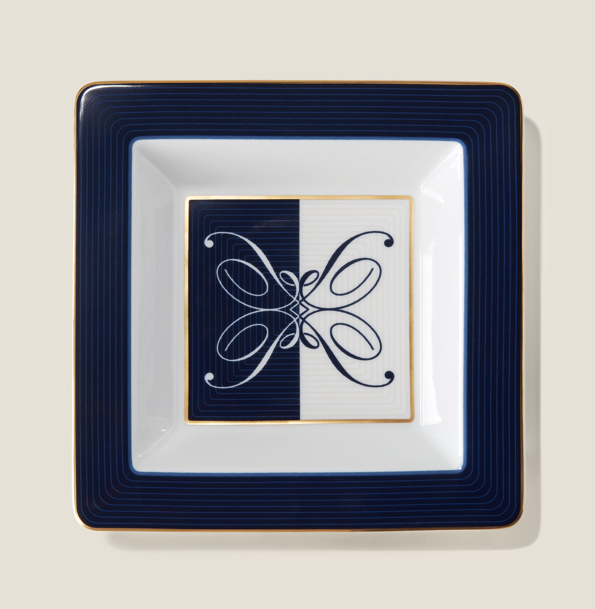 Pratesi x Ginori 1735 Navy Marble Vide Poche Tray - Elegant Home Decor for Jewelry & Keys Organization | Perfect for Entryway, Bedroom, or Office Desk