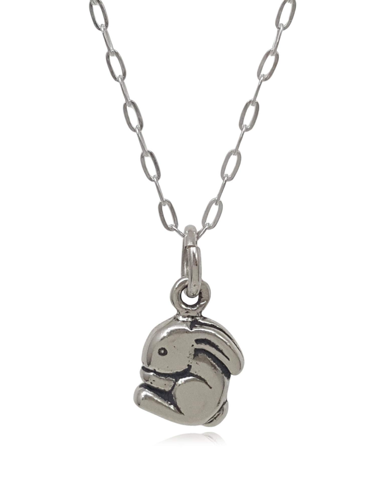 Sterling Silver Tiny Bunny Charm Necklace 18 Inch - Delicate Animal Jewelry for Women, Girls Birthday Gift, Easter Fashion Accessory