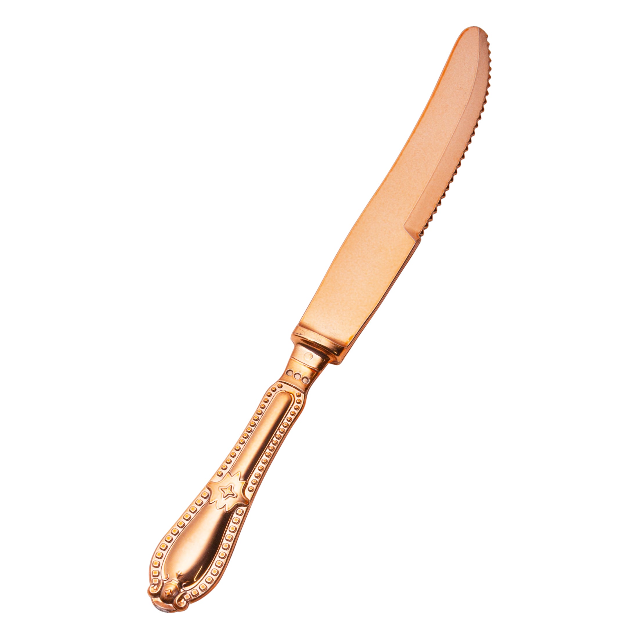 Disposable Shiny Metallic Rose Gold Flatware Set - Elegant Baroque Style Plastic Cutlery for Parties, Weddings & Special Events