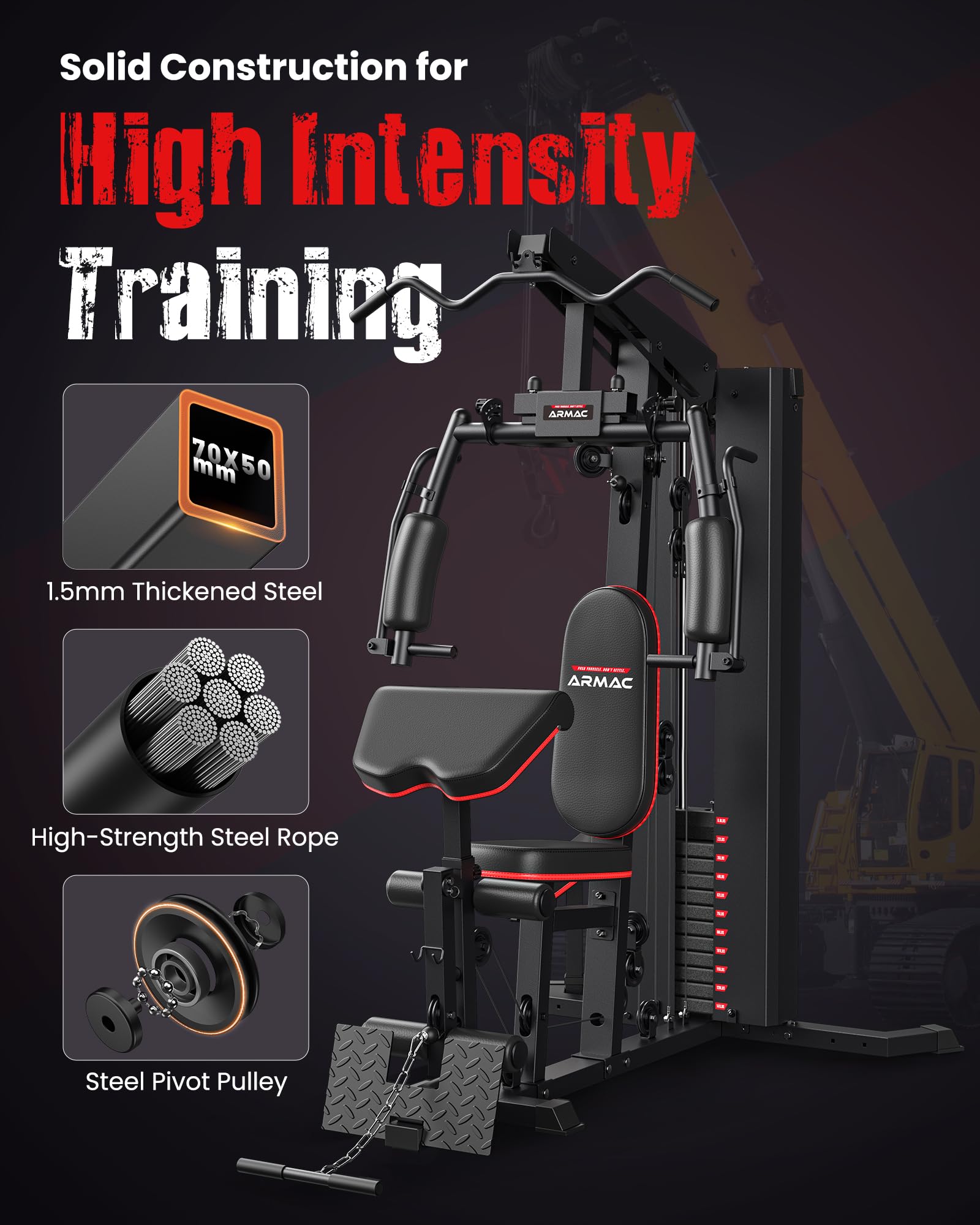 Multifunctional Home Gym Equipment - 150LBS Weight Stack Machine with Pulley System for Leg Press & Full Body Workout | Perfect for Home Fitness, Strength Training & Muscle Building