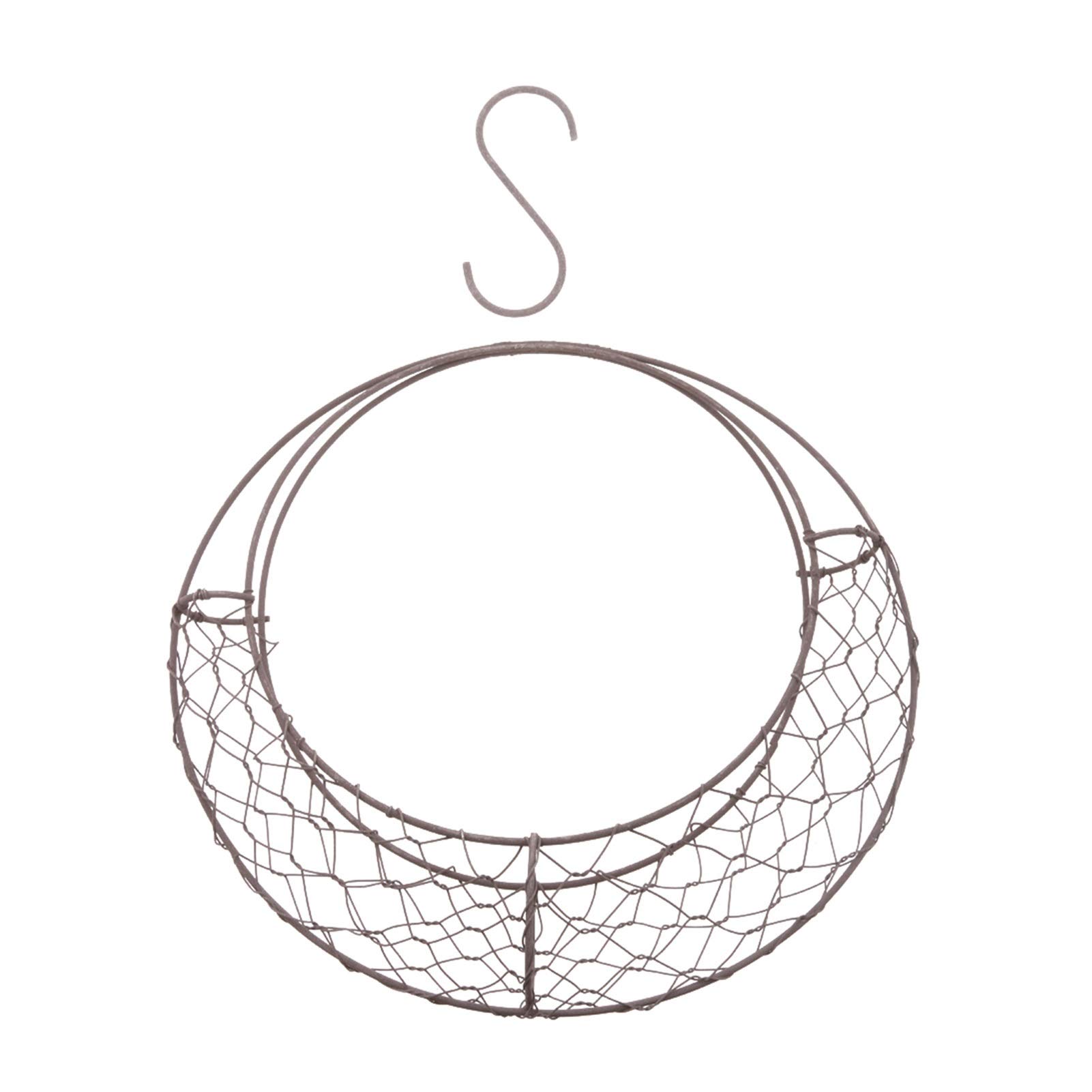 Rustic Iron Wire Wreath Frame Hanging Planter - Succulent Flower Pot Holder for Indoor Outdoor Plants (Plants Not Included) - Perfect for Home Garden Decor, Wedding Centerpieces & DIY Crafts (Color: 8)