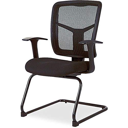 Lorell ErgoMesh Series Mesh Side Arm Guest Chair - Black, Ergonomic Office Chair for Comfortable Seating in Reception, Conference Rooms & Waiting Areas