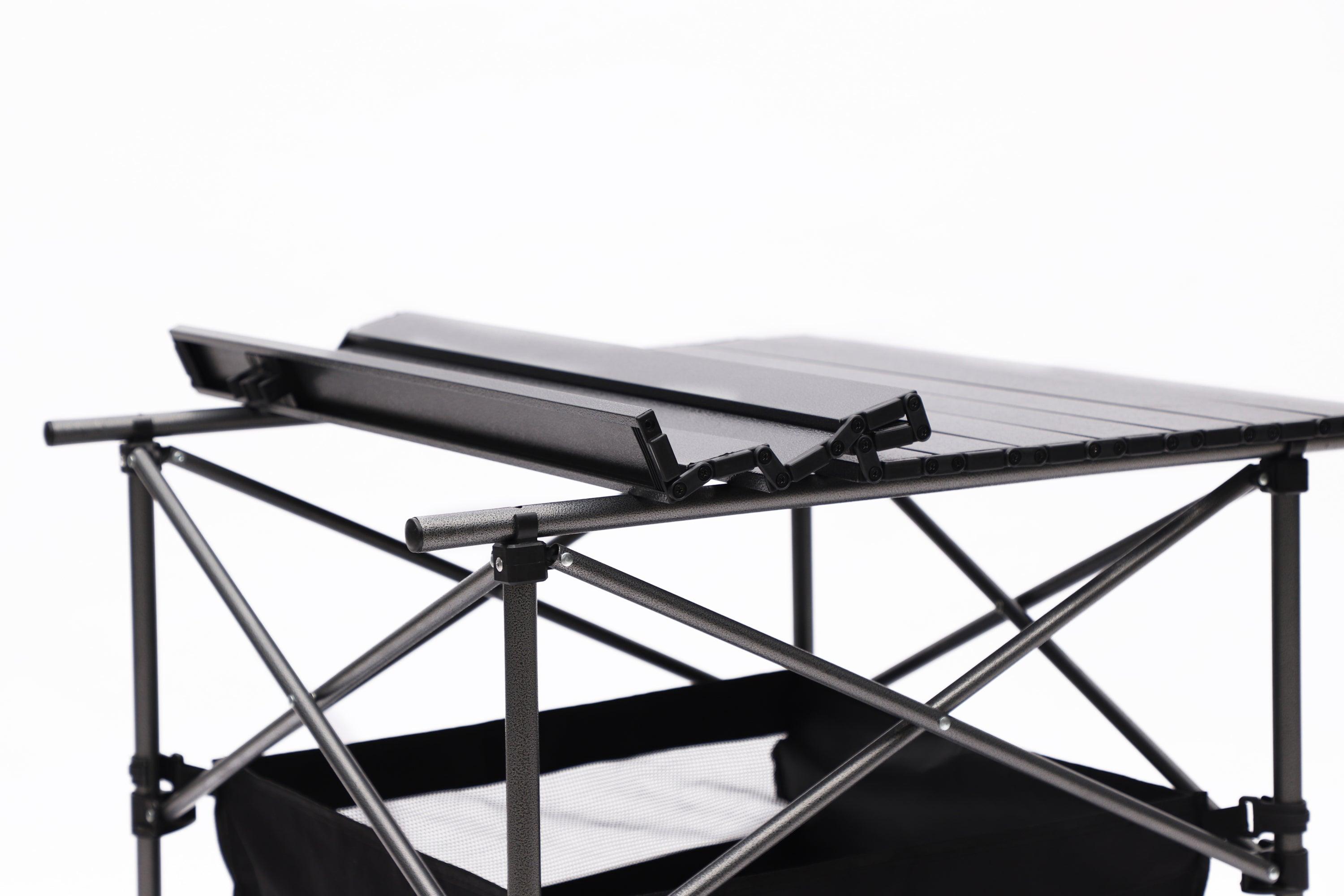 Lightweight Aluminum Folding Outdoor Table with Carrying Bag - Portable Roll Up Square Table for Camping, Picnics, Beach, Backyard, BBQ, Party (27.56x27.56x27.56 Inches, Black) - Perfect for Outdoor Adventures, Tailgating & Small Space Living