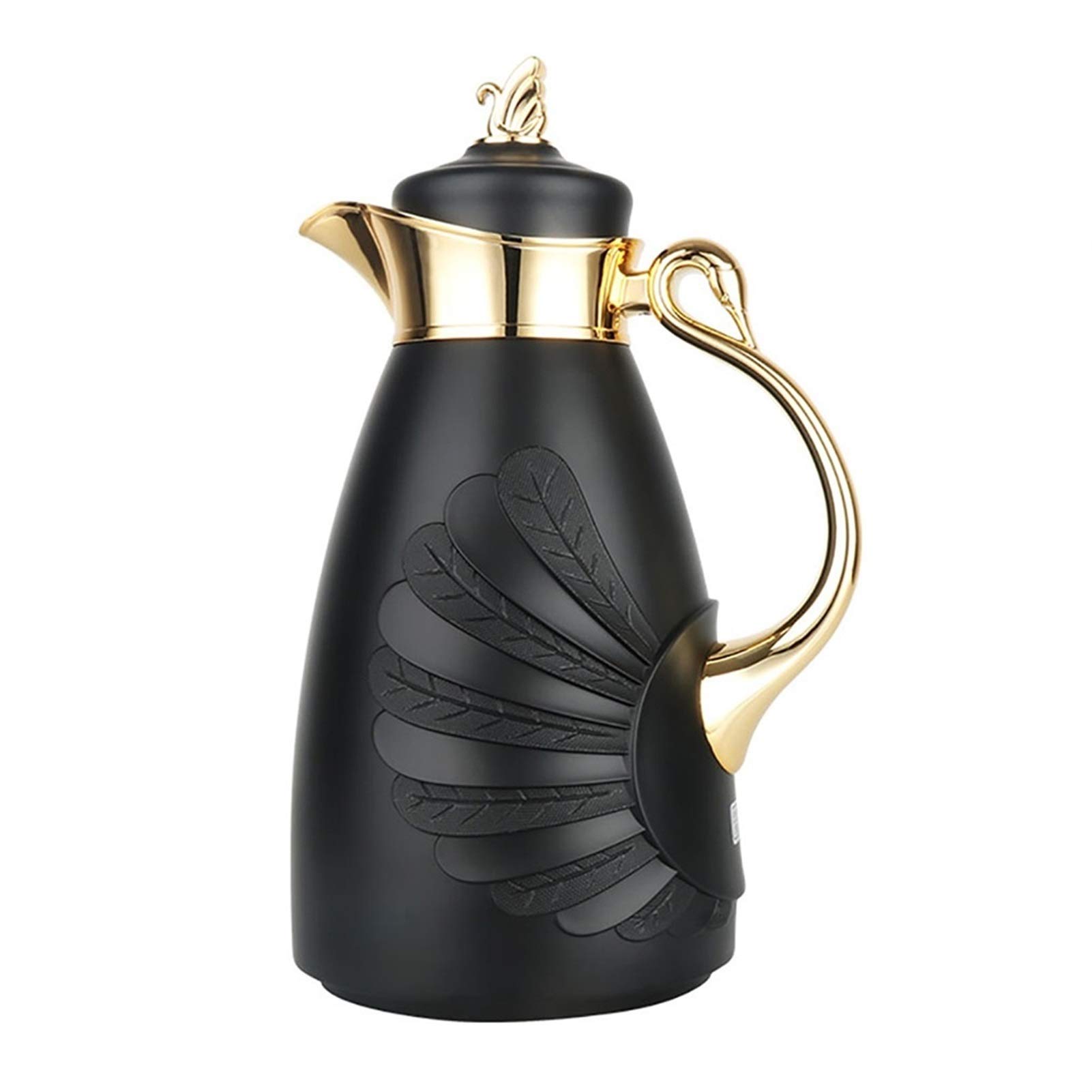 Premium 1L Stainless Steel Vacuum Insulated Coffee Carafe with Glass Liner - Keeps Beverages Hot for 24 Hours (Black) - Ideal for Coffee, Tea, Hot Water & Office/Home Use