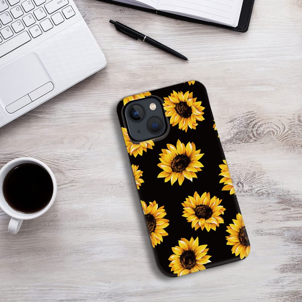 Hepix Sunflower Case for iPhone 14 & iPhone 13 (6.1 inch) - Floral Phone Cover for Women & Girls, Yellow Flower Design - Perfect for Everyday Use, Gifts & Spring Style