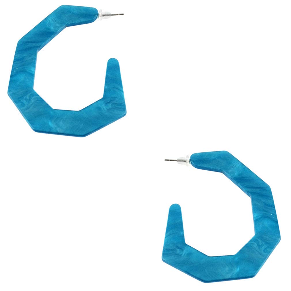 YAZILIND Lightweight Acrylic Hoop Earrings - Geometric Octagon Statement Studs for Women - Bohemian Resin Jewelry - Perfect for Casual Wear, Parties & Boho Fashion