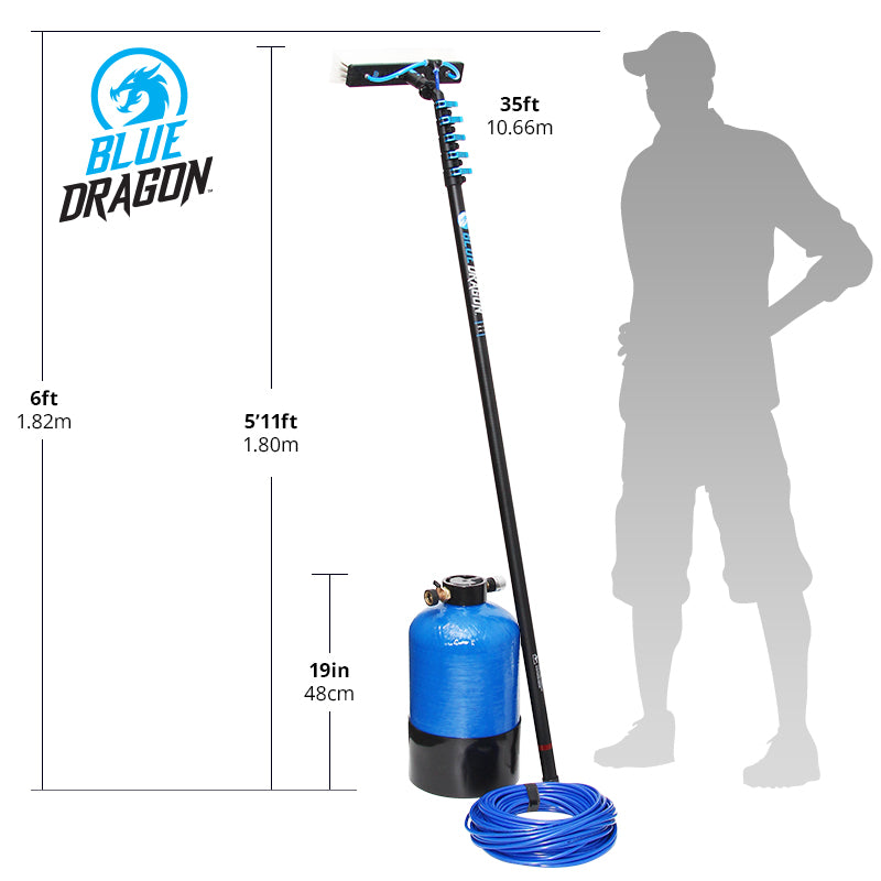 Blue Dragon Water Fed and DI Tank Starter Kit for Window Cleaning, Car Detailing & Solar Panel Maintenance – High Purity Deionized Water System