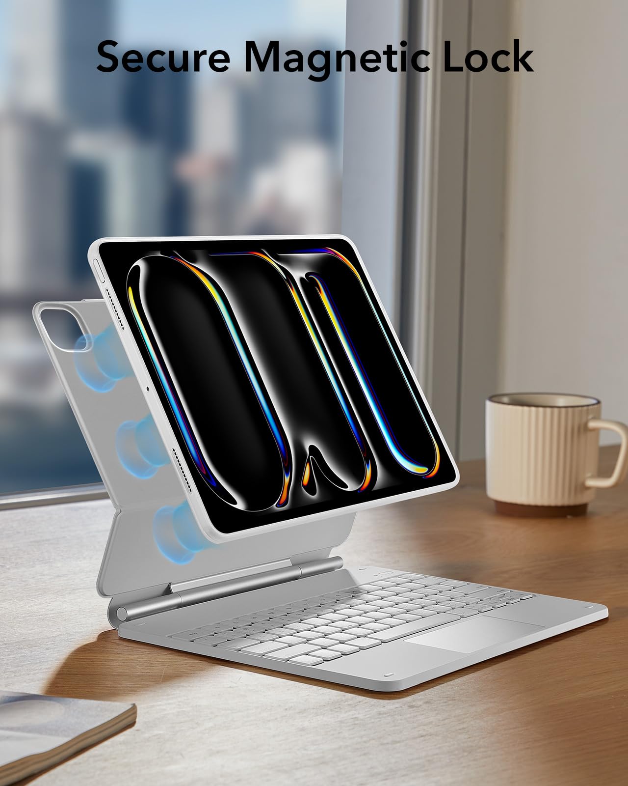 ESR iPad Pro 13 Inch Keyboard Case (2024, M4 Model) - Magnetic Stand with Portrait & Raised Modes | Rebound 360 Series | Detachable Protective Cover | White | Perfect for Work, Study & Travel