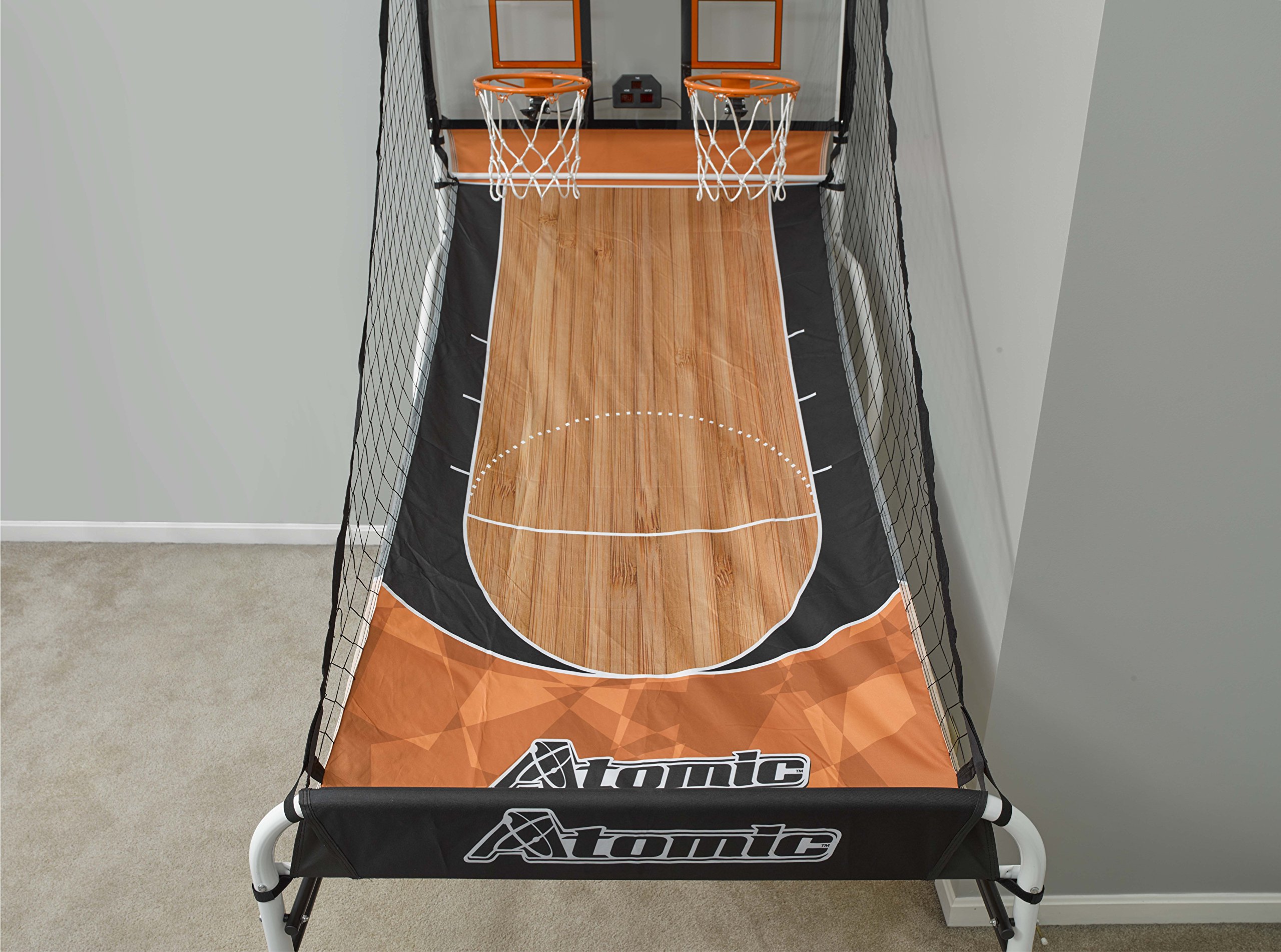 Atomic Slam Dunk Basketball Shootout Game Set with 4 Mini Basketballs, Air Pump & Needle - Perfect for Indoor/Outdoor Sports, Kids Birthday Parties & Family Game Nights
