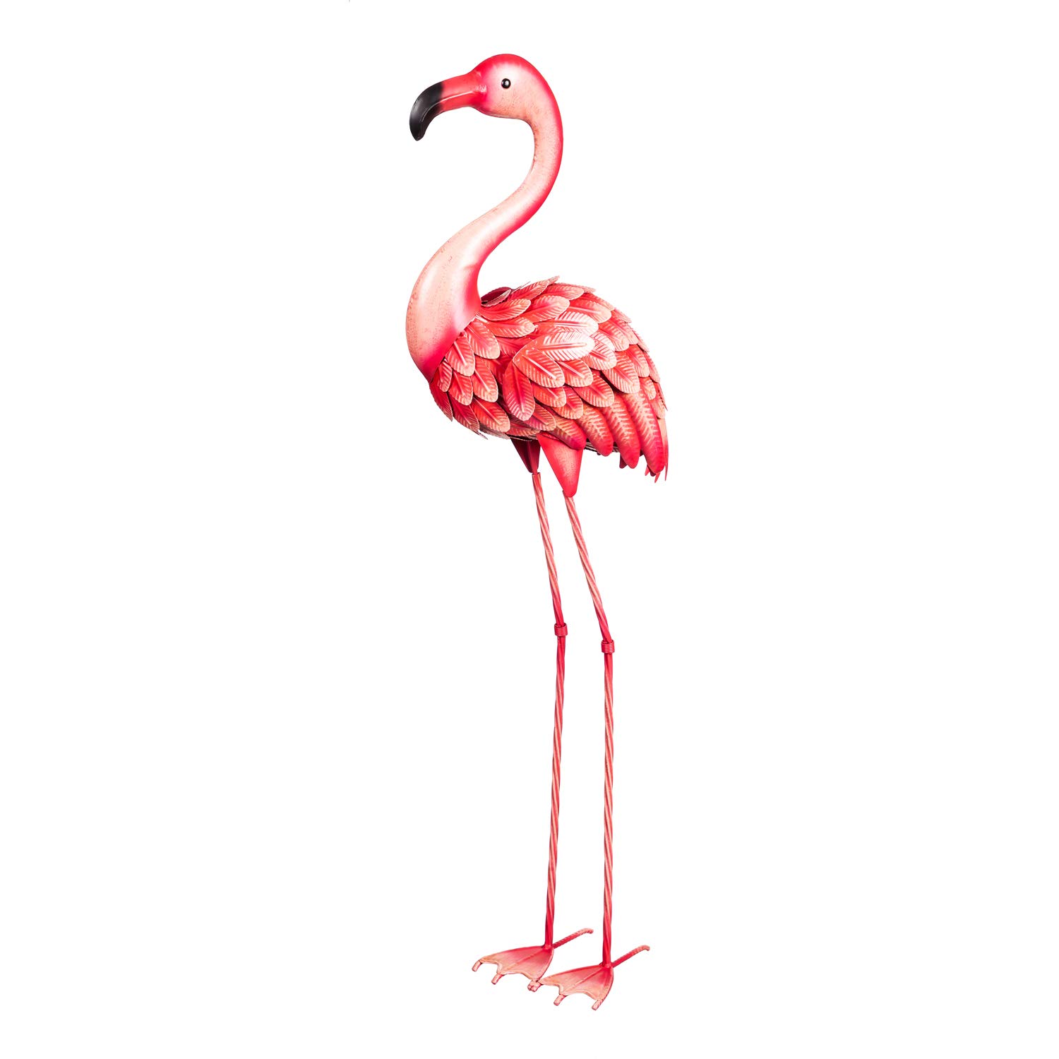 Premium Metal Flamingo Garden Statue - 19x23x38 Inch Outdoor Decor, Elegant Yard & Patio Ornament for Tropical & Coastal Landscaping