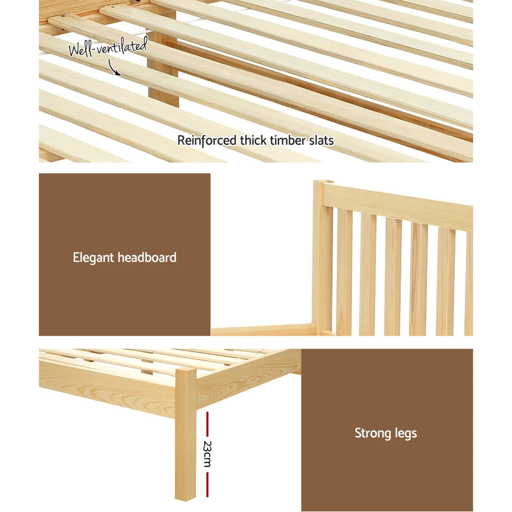 Bribie Solid Wood Single Bed Frame - Sturdy & Elegant Design for Kids, Teens & Guest Rooms | Perfect for Small Spaces & Cozy Bedrooms