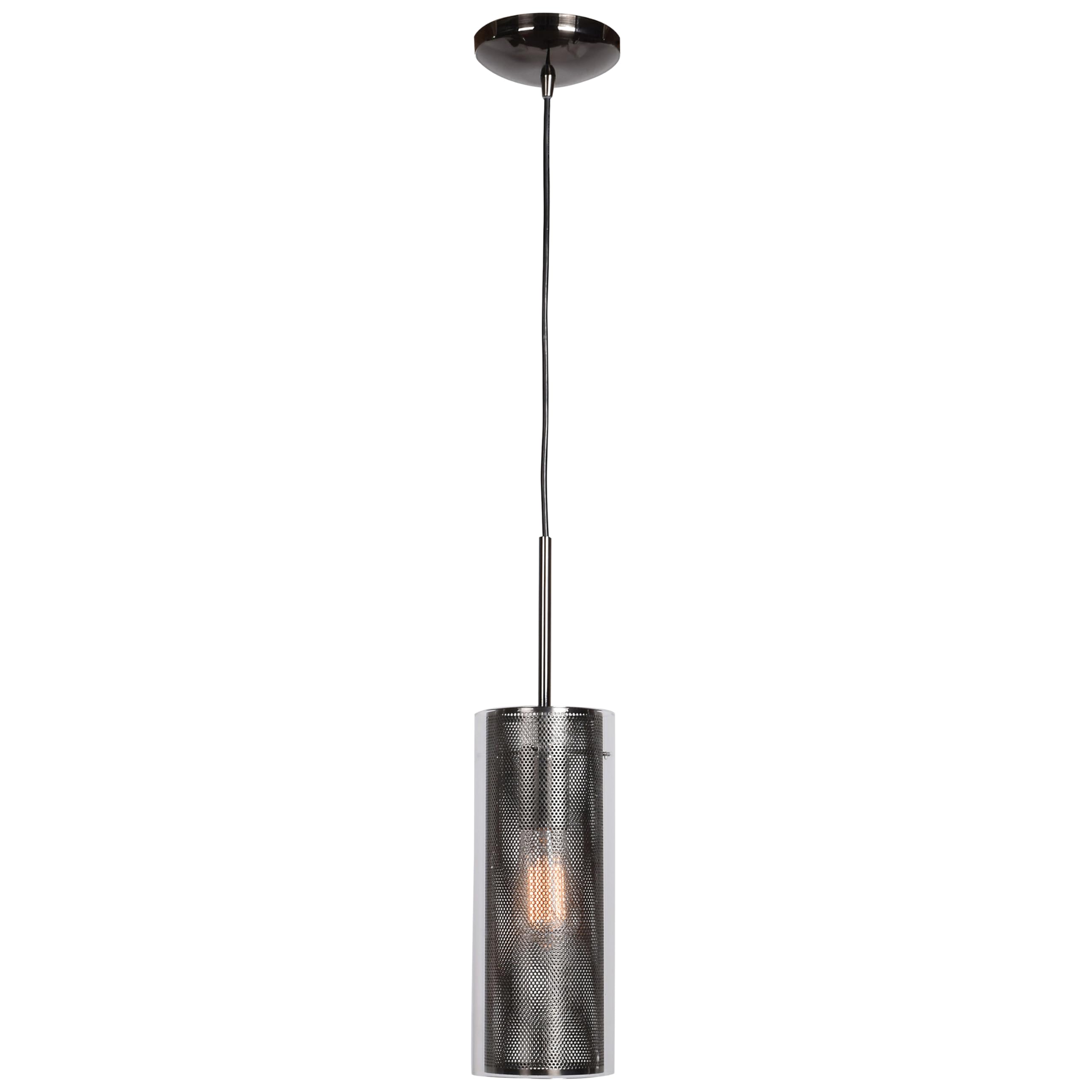 Multis 1-Light Black Chrome Metal Mesh Pendant Light with Clear Glass Diffuser - Modern Industrial Ceiling Lighting for Kitchen Island, Dining Room & Bar
