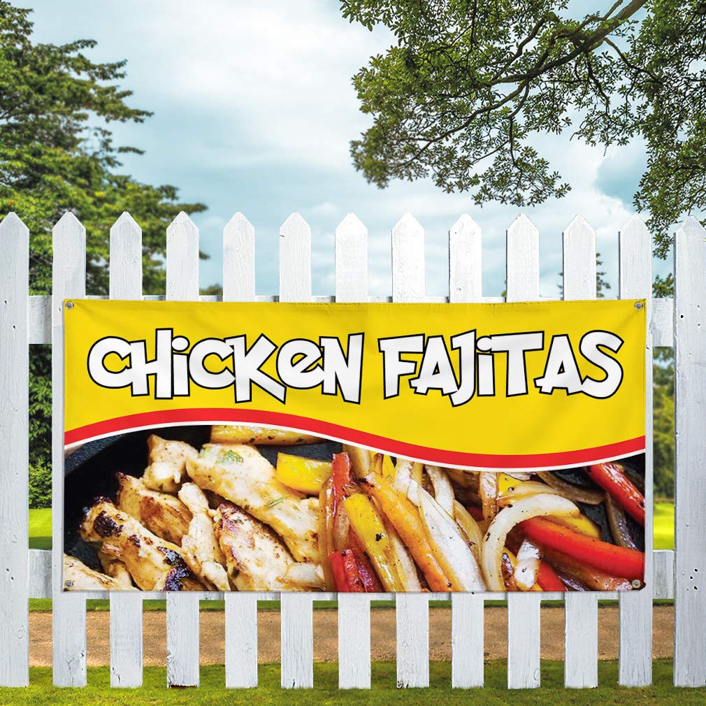 Custom Vinyl Banner - 48x96 Inches Weatherproof Outdoor Sign with 8 Grommets | Restaurant Advertising, Food Promotion & Industrial Yard Signs | Perfect for Chicken Fajita Specials, Business Events & Outdoor Marketing
