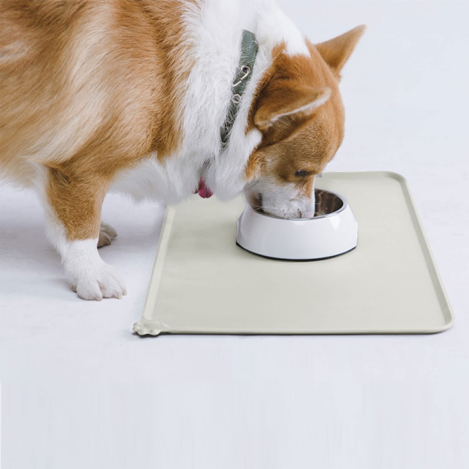 AUDWUD Non-Slip Silicone Pet Feeding Mat - Waterproof Dog Bowl Placemat for Food & Water - Perfect for Messy Eaters, Puppy Training & Kitchen Floor Protection