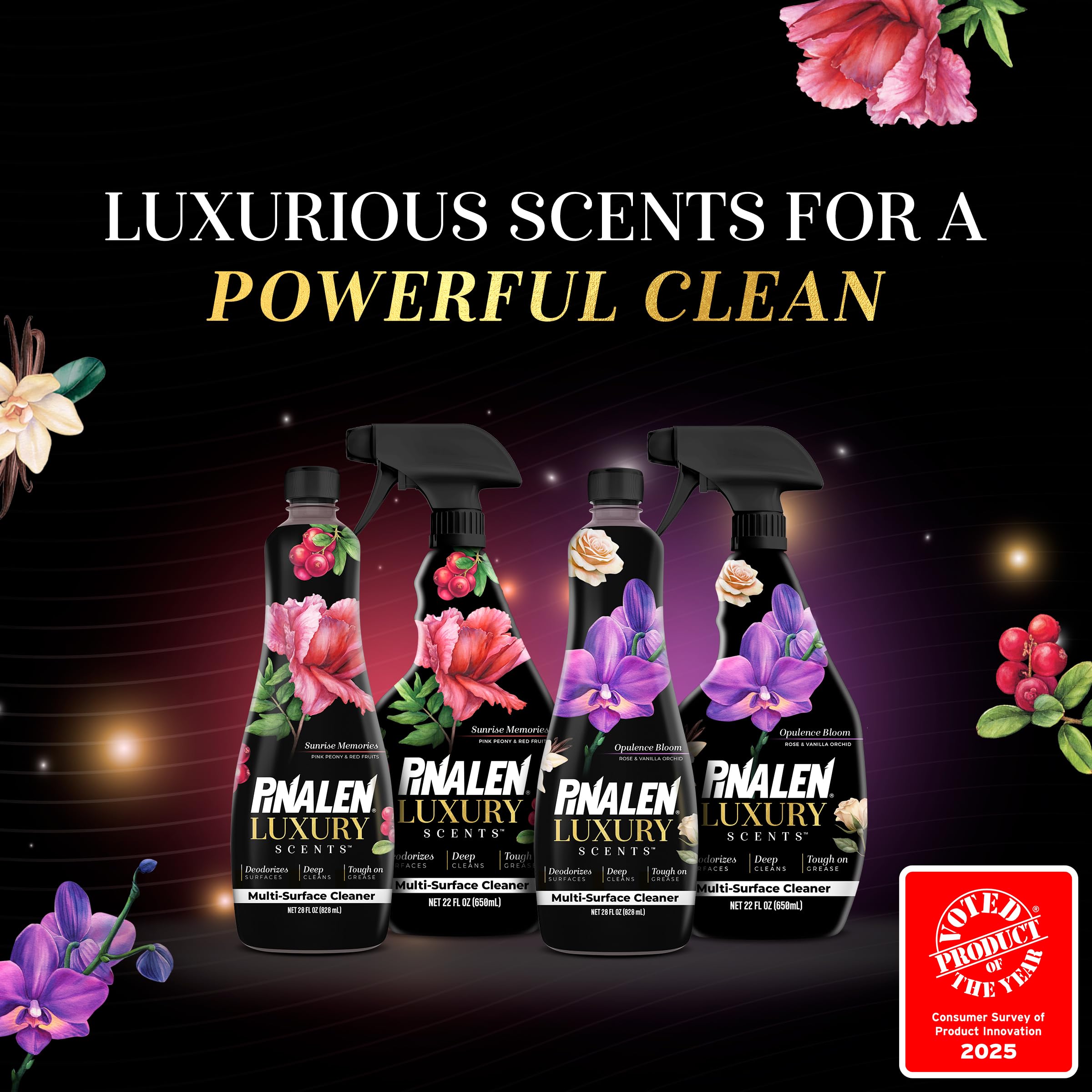 PINALEN Luxury Scented Multipurpose Cleaner - Deep Cleaning Formula with Long Lasting Fragrance - All-Purpose Bathroom & Kitchen Cleaner for Countertops, Floors & Tiles - Opulence Bloom Scent (28 Fl Oz) - Perfect for Homes, Offices & Commercial Spaces