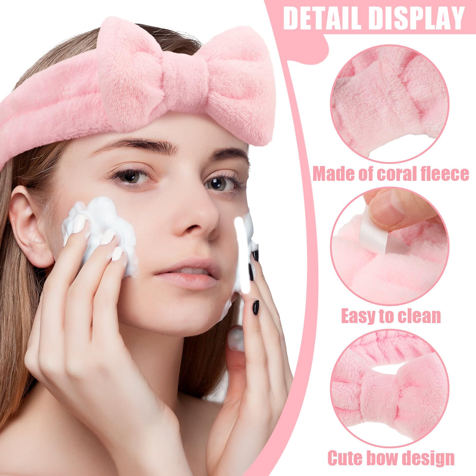 36 Pcs Spa Headbands Bulk - Soft Flannel Fleece Elastic Face Wash Headbands for Women - Hair Wrap, Yoga, Sports, Shower & Skincare (Pink) - Perfect for Spa Days, Makeup Routine & Relaxation at Home