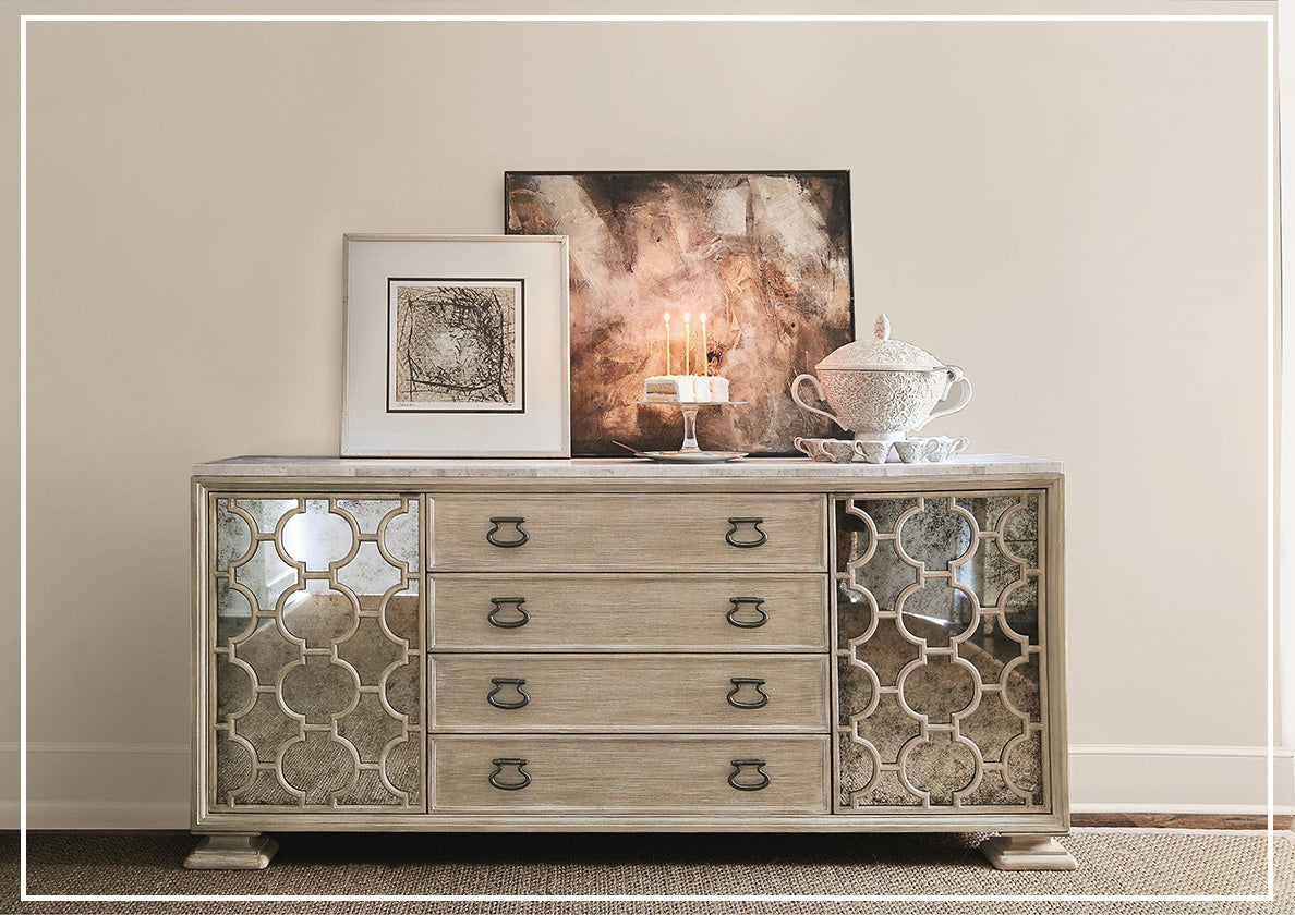 Bernhardt Santa Barbara 81.38'' Wide 4-Drawer Buffet with Solid Wood Top - Elegant Dining Room Storage Cabinet for Fine China & Entertaining