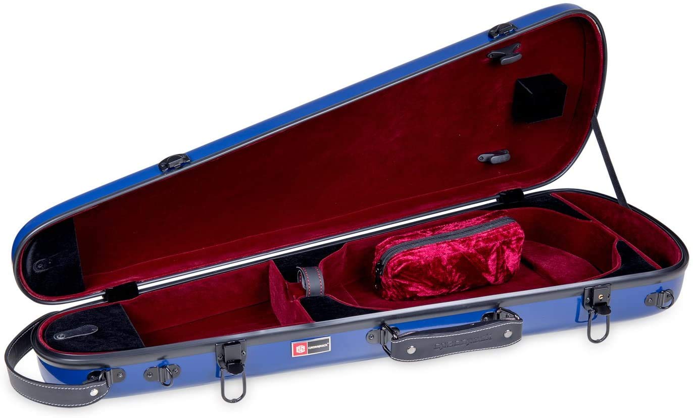 Premium Crossrock Fiberglass 4/4 Full Size Violin Case - Navy Blue Backpack Style (CRF1020VNVBL) | Durable Protection for School, Travel & Professional Musicians