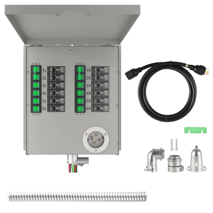 Natures Generator 12 Circuit 120V/240V 30A Manual Power Transfer Switch for Home Backup Power & Emergency Use
