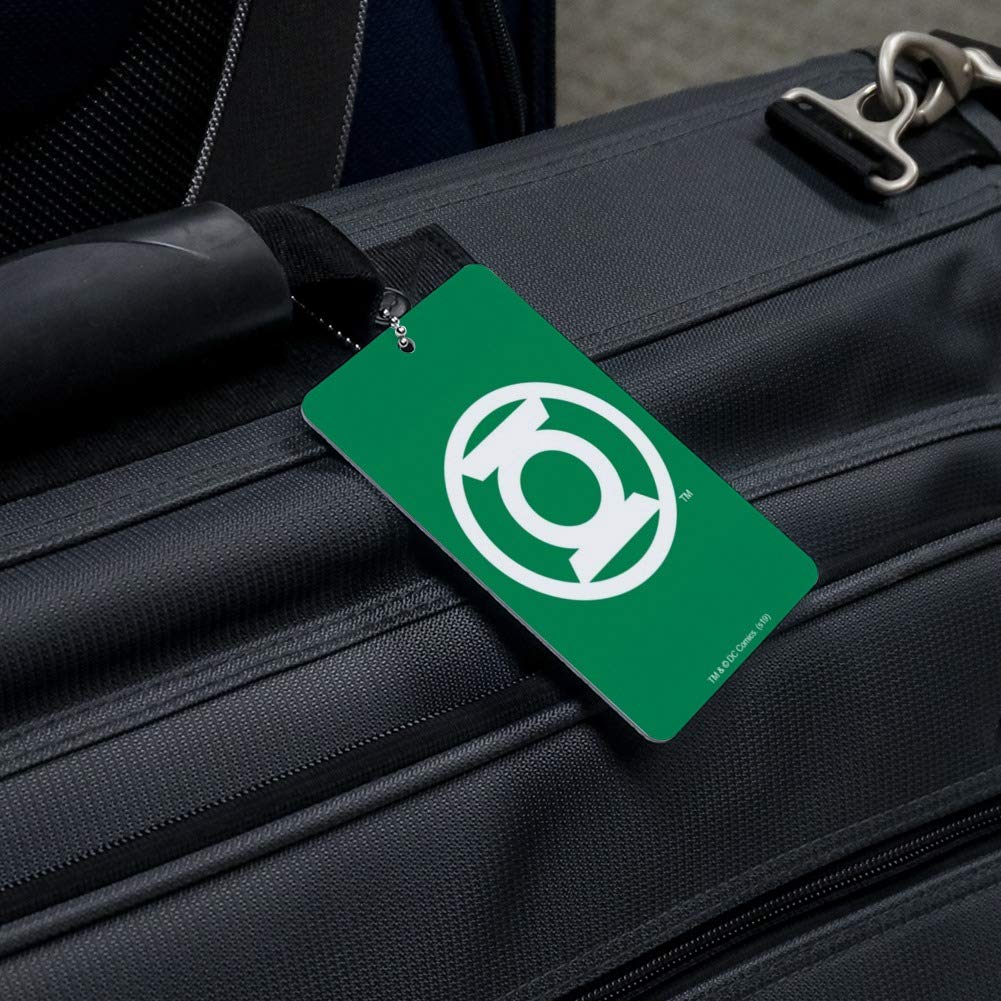 Green Lantern White Logo Luggage Tag - Durable Suitcase ID Card for Carry-On Bags - Perfect for Travel, Business Trips & Vacation Identification