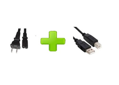 Canon PIXMA MP830 MP950 MP960 MP970 Printer Fig 8 Power Cord & USB Cable - Replacement Power Supply for Home & Office Printing