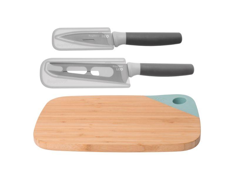 BergHOFF Leo 3-Piece Knife and Cutting Board Set - Premium Stainless Steel Kitchen Knives with Bamboo Cutting Board for Chopping, Slicing & Meal Prep - Perfect for Home Chefs & Cooking Enthusiasts