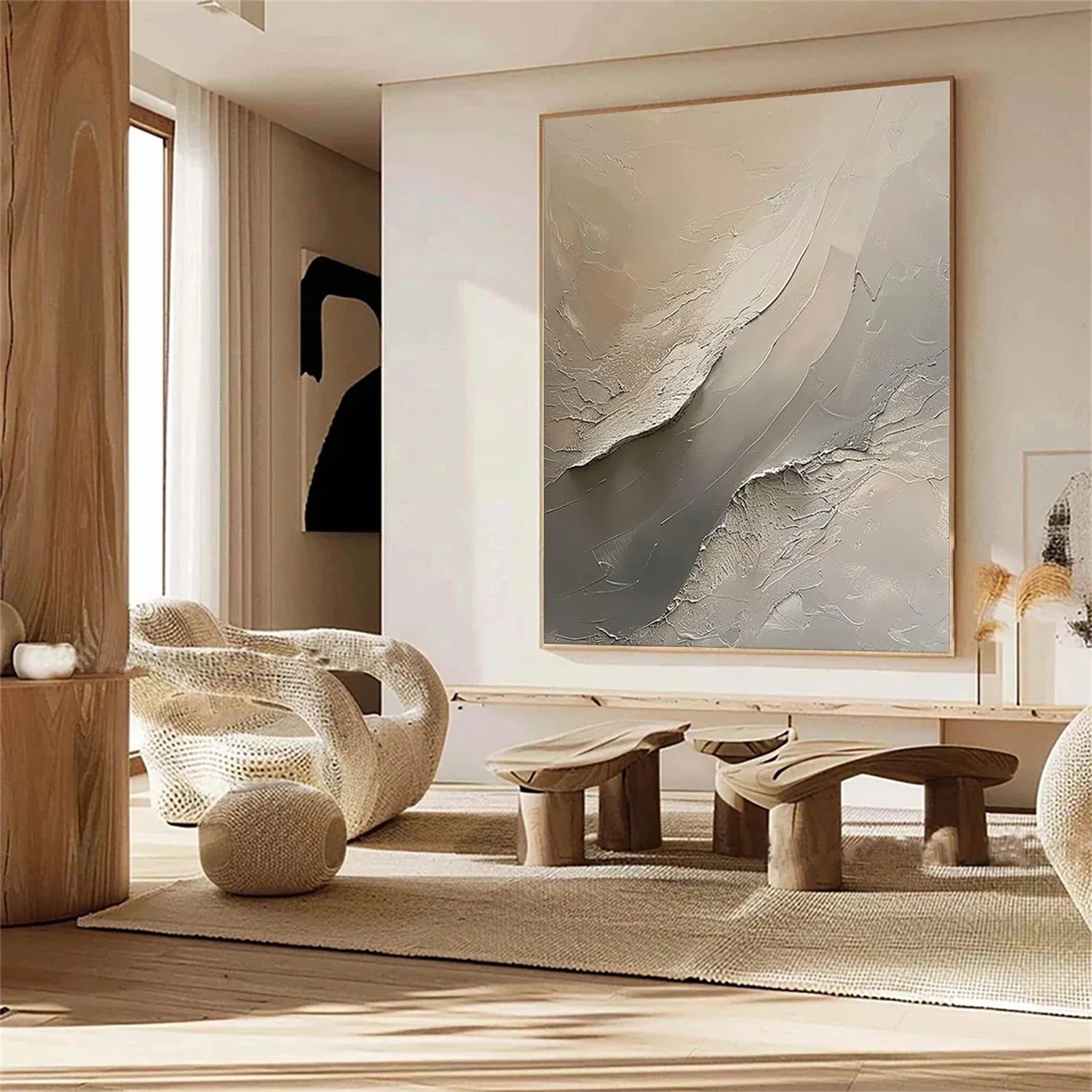 Wabi Sabi Textured Wall Art #WS308 - Handmade Boho Home Decor for Living Room, Bedroom & Office