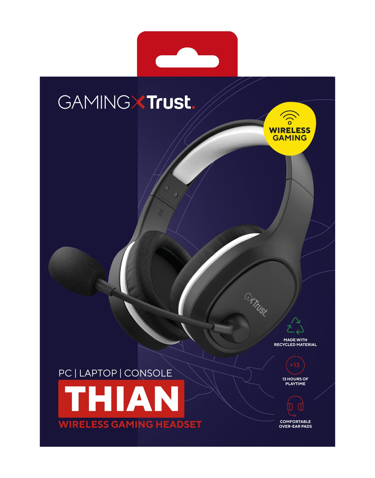Trust Gaming GXT 391 Thian Wireless Gaming Headset for PS5, PS4, PC - 5.8GHz USB Dongle, Over-Ear Design, Rechargeable, Lightweight with Mic - Black | Perfect for Multi-Platform Gaming, Streaming & Online Meetings