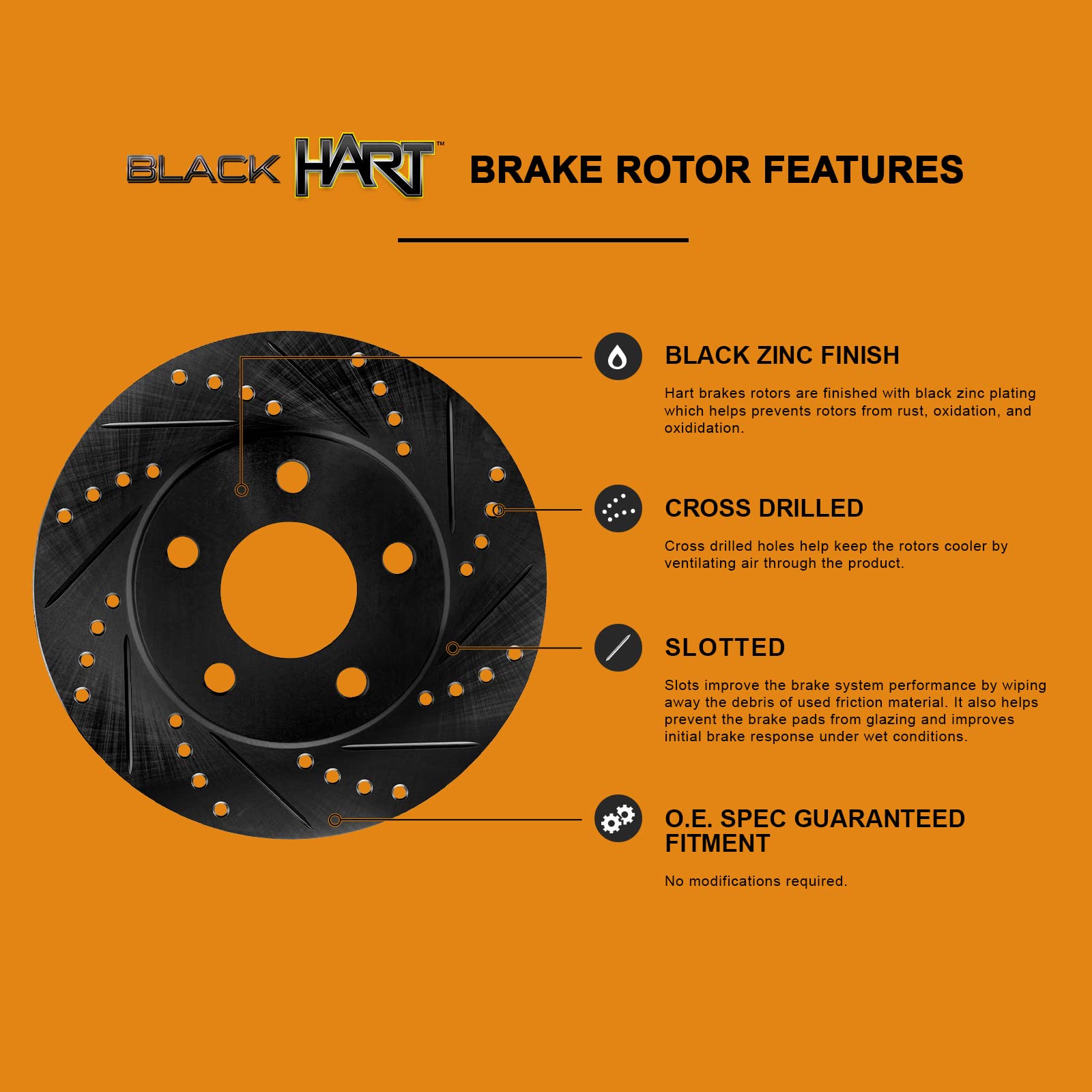 Hart BHC1.31172.53 Rear Brake Pads and Rotors Kit - Semi-Metallic Brake System with Hardware Kit & Sensor | Perfect for Truck, SUV, and Sedan Brake Replacement & Maintenance