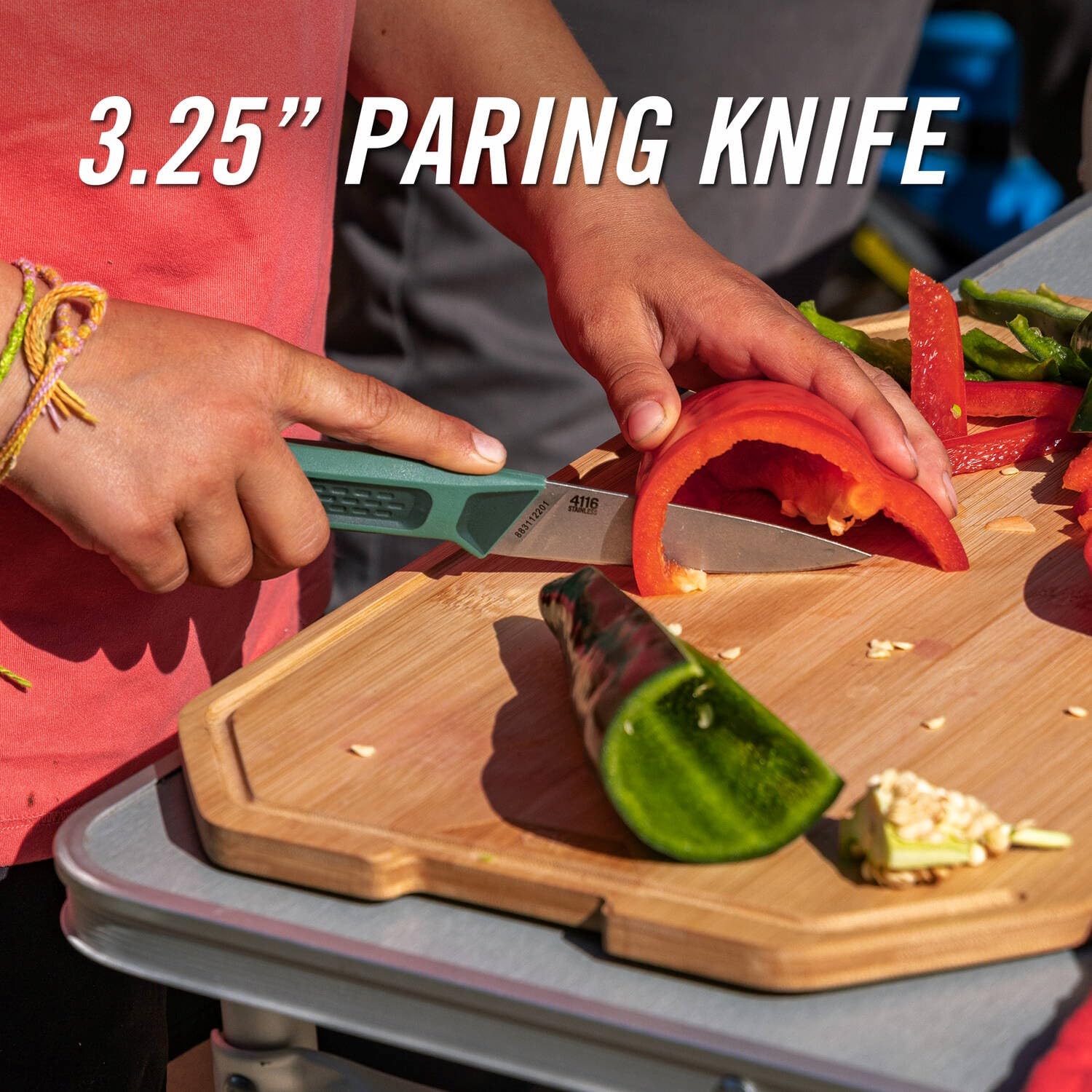 Gerber Gear ComplEAT Knife Set - 3-Piece Camping & Kitchen Knives with Sheaths (Paring, Serrated Utility, Chef's Knife) | Dishwasher Safe for Easy Cleaning | Perfect for Outdoor Adventures, Camping & Home Cooking