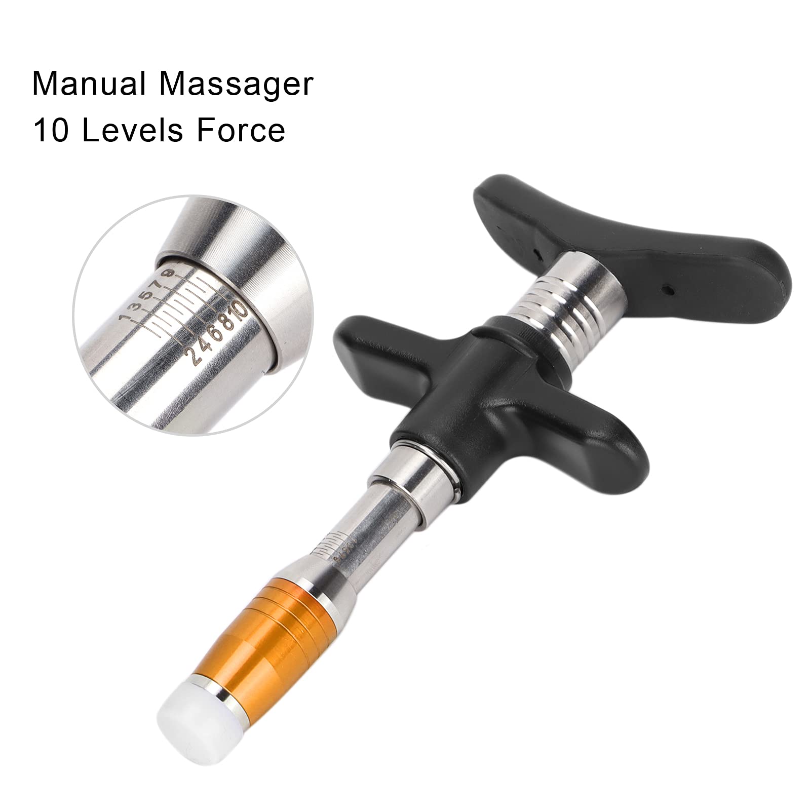 ANGGREK Chiropractic Tool - 10-Level Manual Spinal Massager & Adjusting Instrument for Muscle Relaxation (Gold) | Portable Back Pain Relief Device for Home, Office & Travel Use