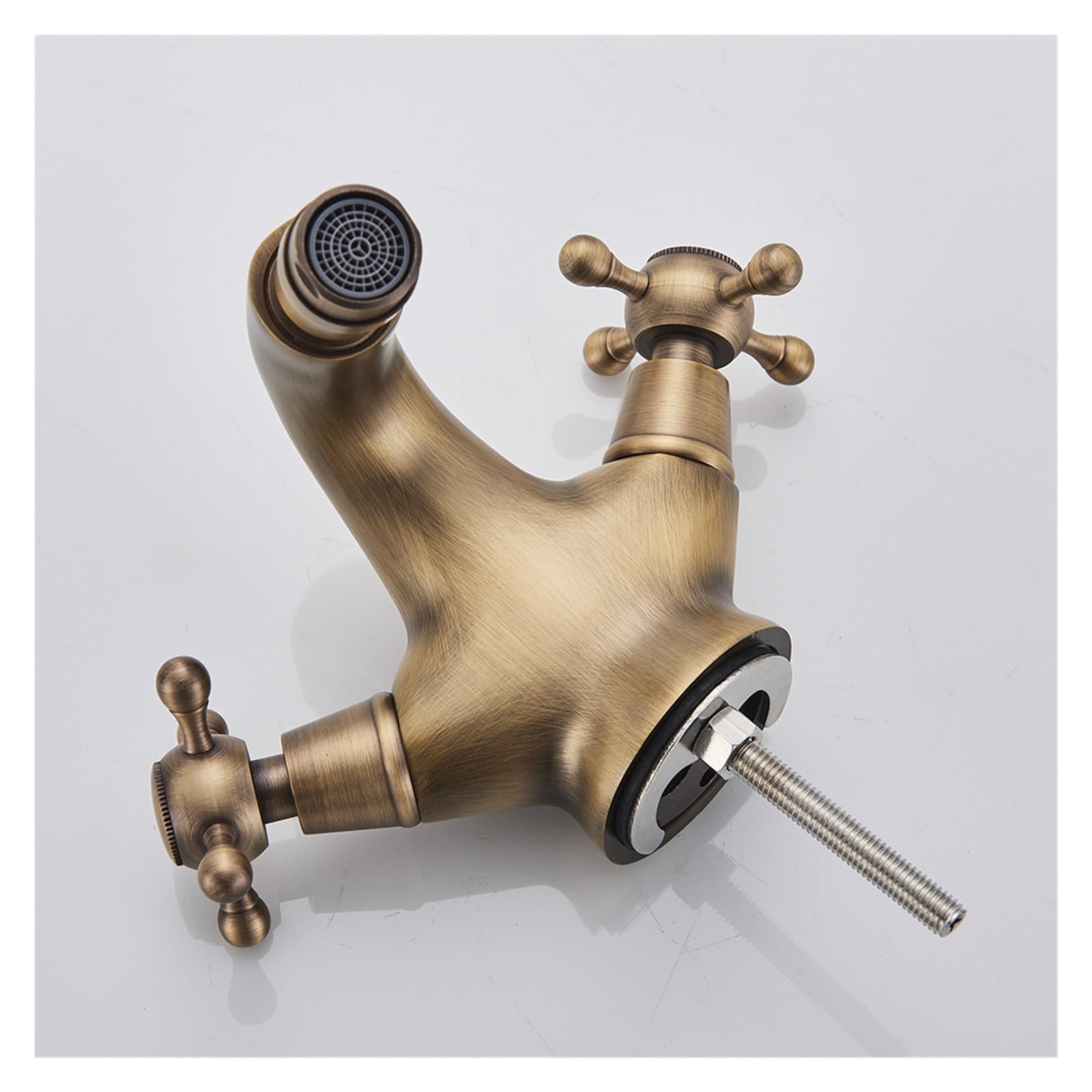 Vintage Brass Bidet Faucet with Two Handles - Single Hole Deck Mounted Water Mixer Tap for Bathroom Sink (Chrome Finish) | Perfect for Classic & Modern Bathroom Renovations