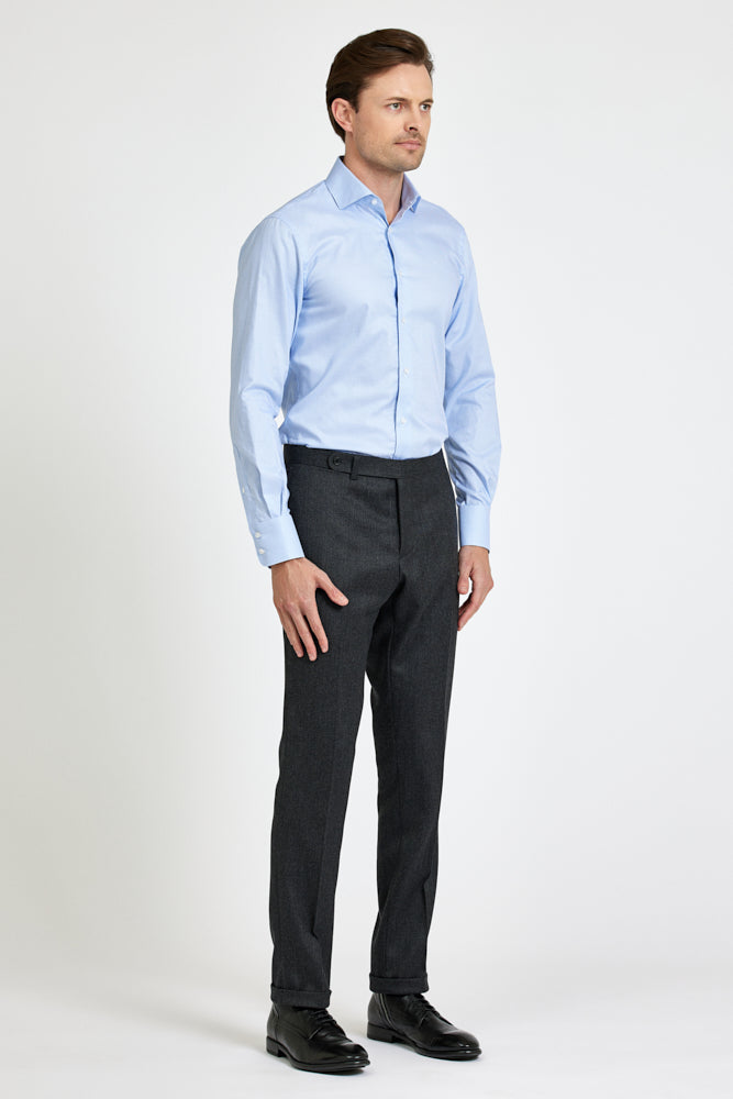 Pilot Super Lux BC Shirt - Light Blue Houndstooth Cotton Button-Down for Men | Business Casual & Office Wear