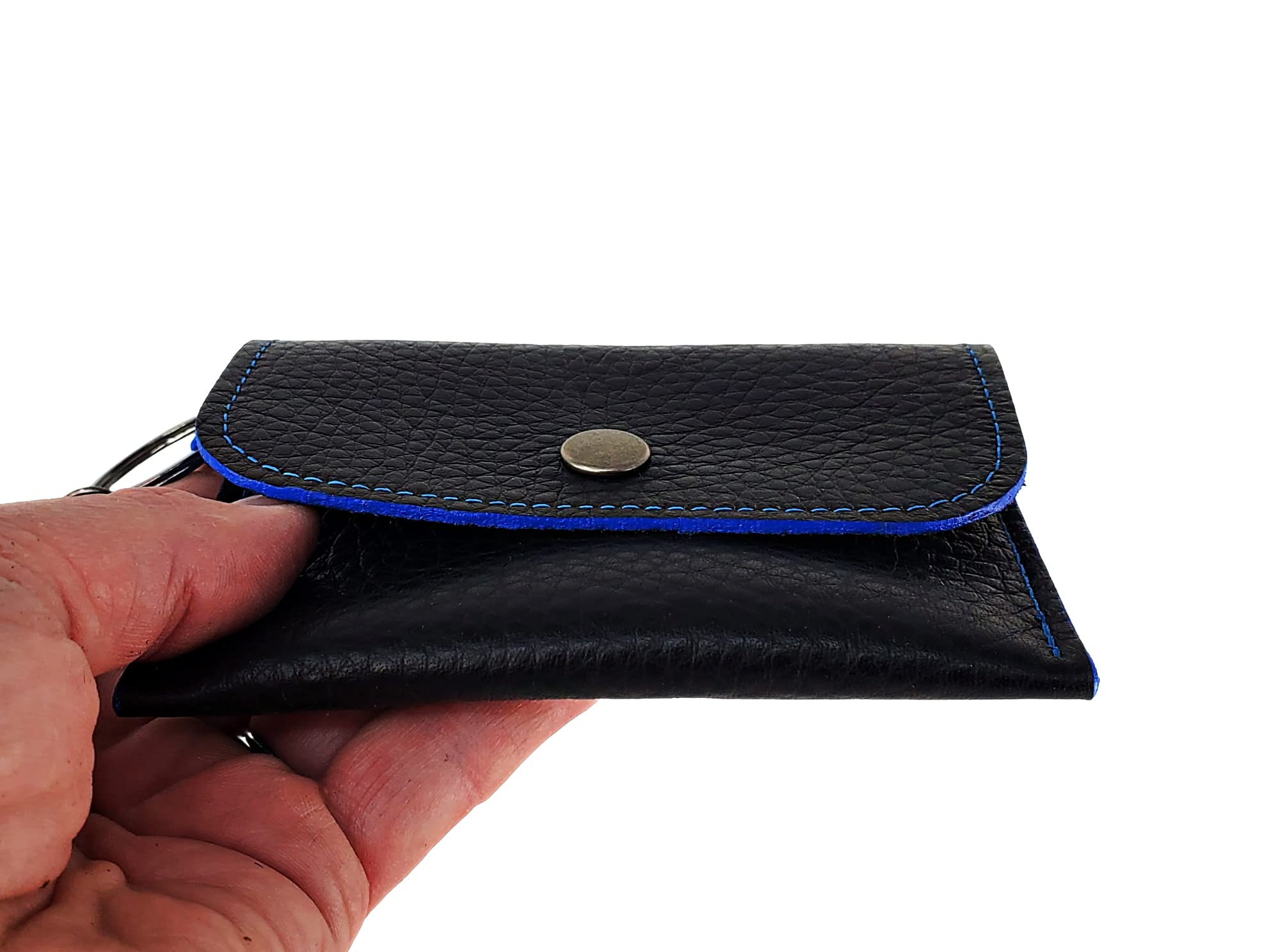 Premium Leather ID Card Wallet & Coin Purse - Elegant Black Mini Wallet with Red/Blue Accents | Perfect Anniversary Gift for Women | Ideal for Everyday Carry, Travel & Business (Royal Blue)