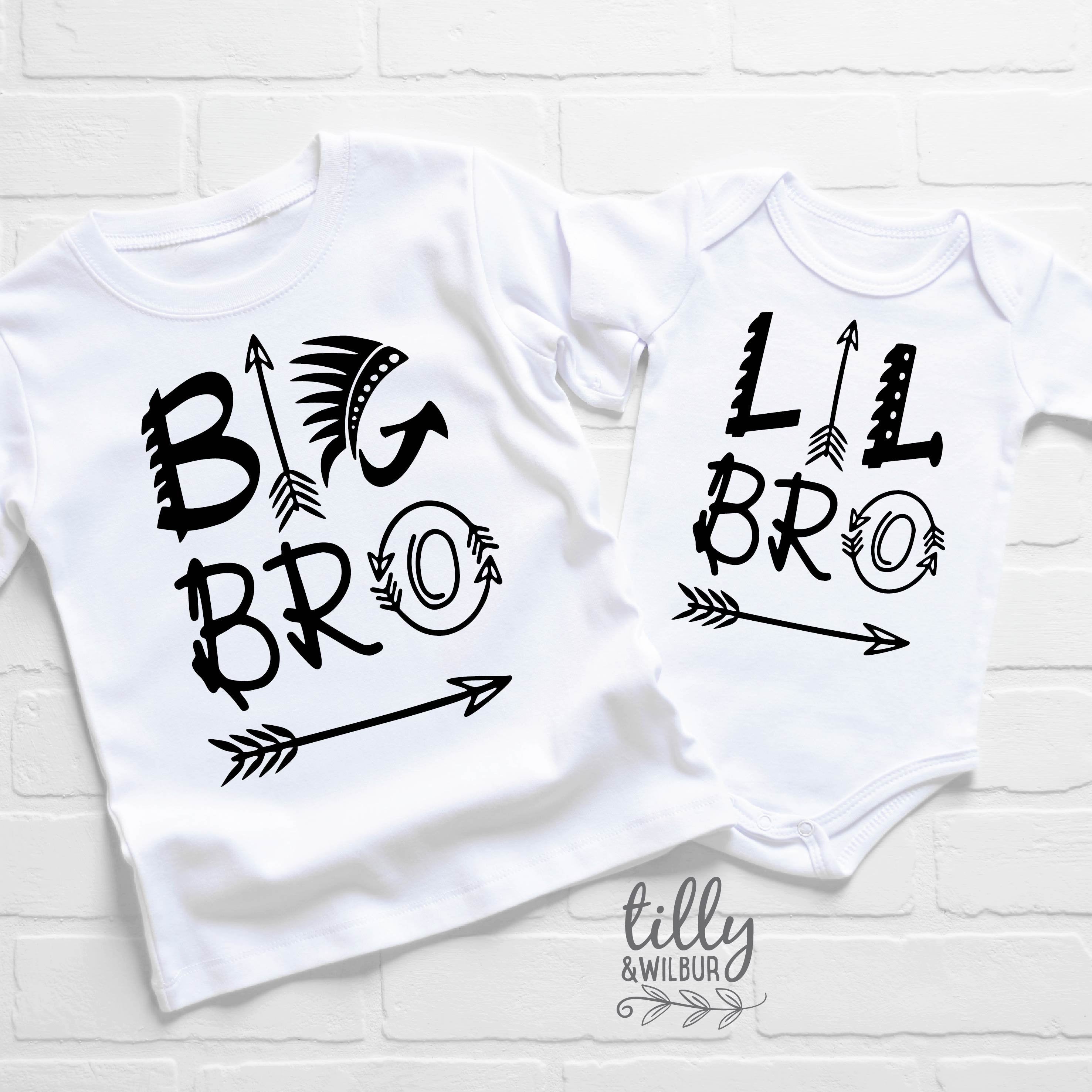 Big Bro Lil Bro Matching T-Shirt or Bodysuit - Sibling Outfits for Family Photos & Special Occasions