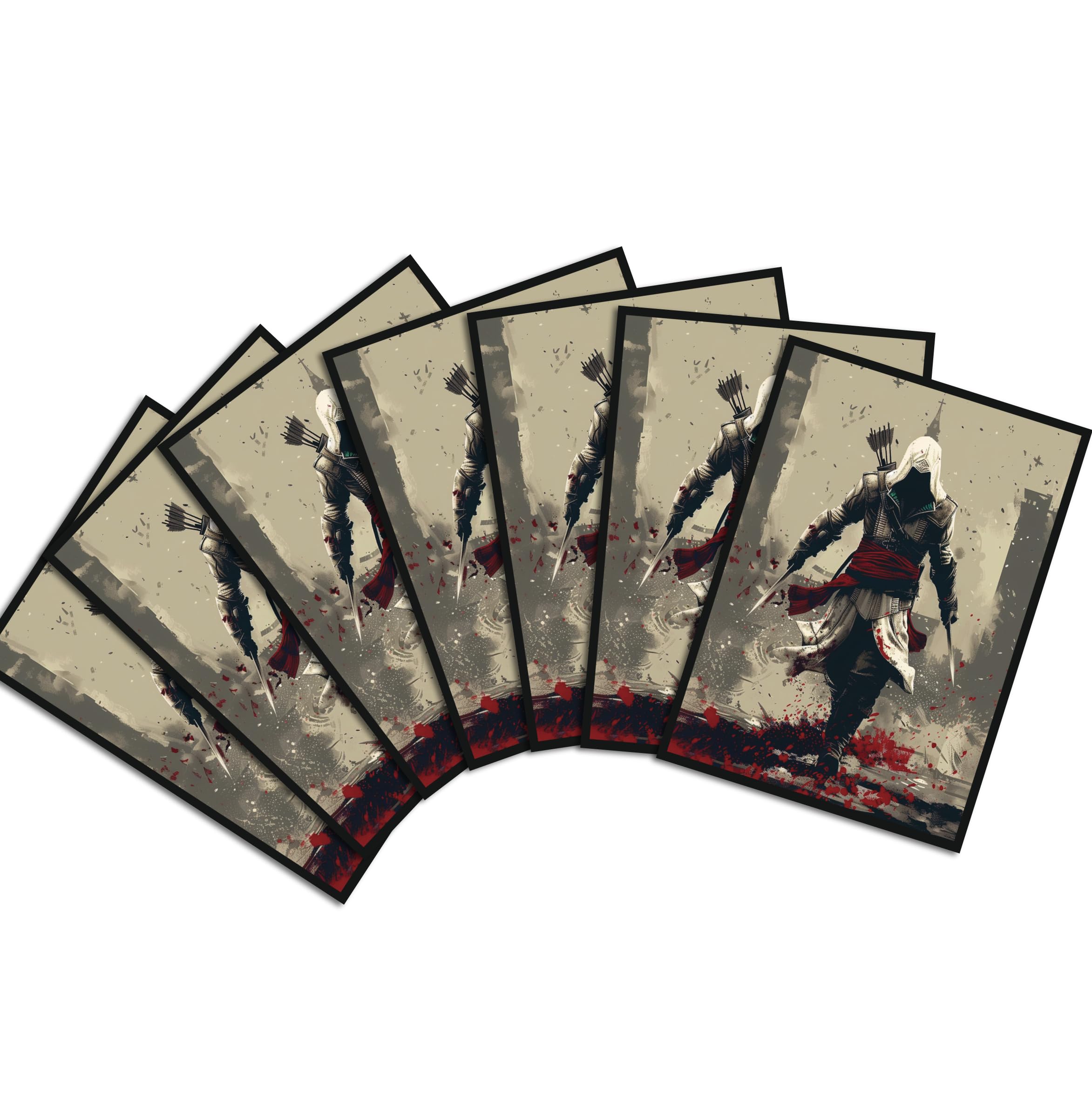 100 MTG Card Sleeves - Assassin's Creed Themed (Tan Medieval Buildings) | Compatible with Magic: The Gathering & TCGs by Digital Sorcery Studio | Perfect for Deck Protection & Gaming Tournaments