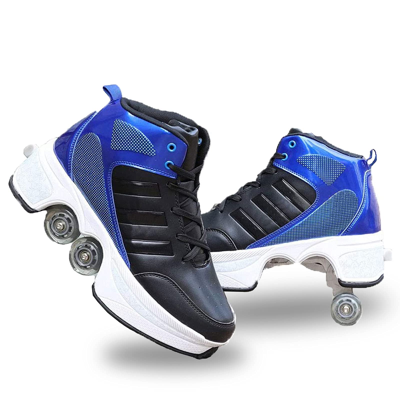 Automatic Retractable Roller Skates for Women & Men - Outdoor Walking Shoes with Pop-Out Wheels - Casual Sports Shoes for Skating, Commuting & Fitness Training
