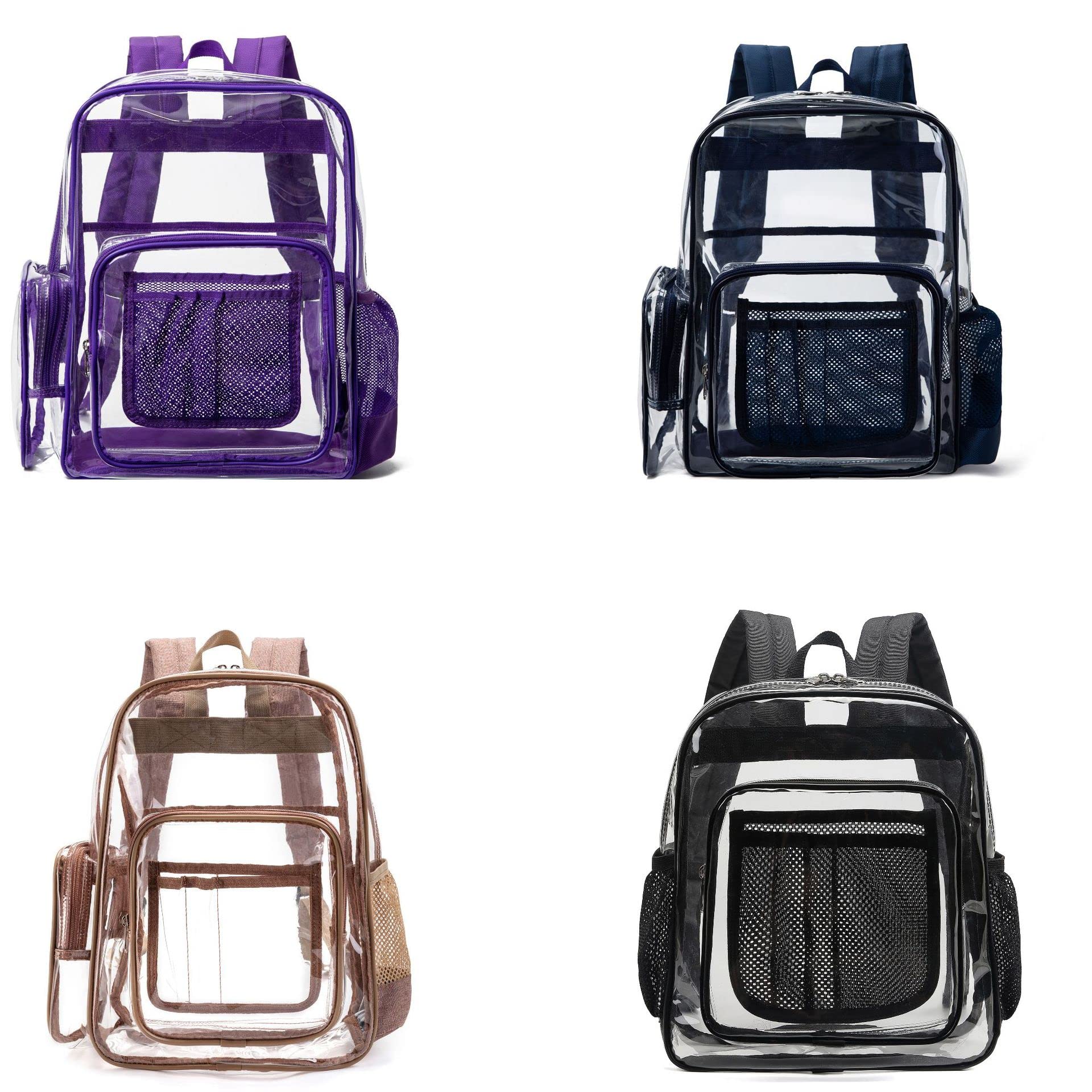 Large Clear Backpack - Heavy Duty PVC Transparent School Backpack for Stadium, Concerts & Travel - Durable Grey Clear Bag for Security Checks & Events