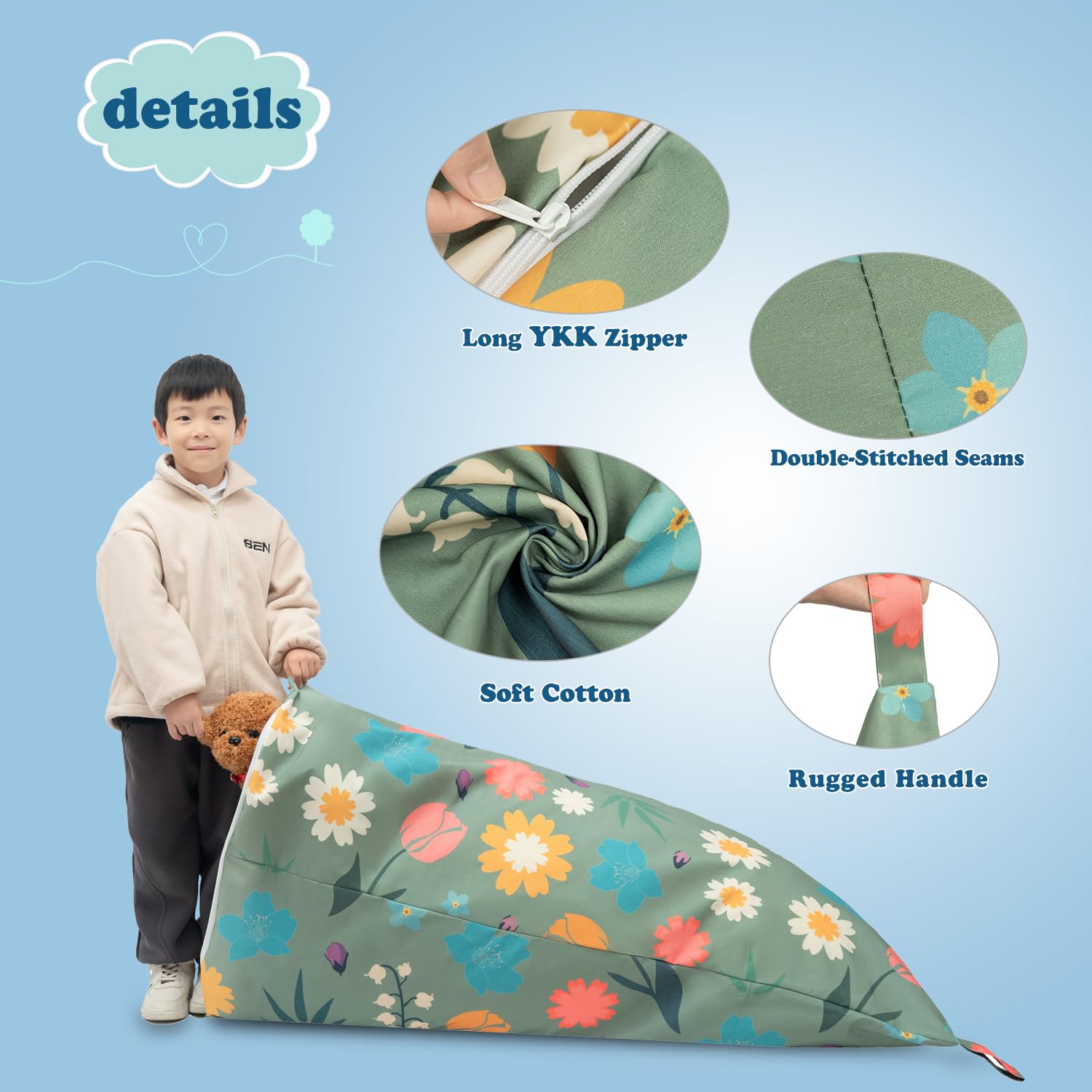 LOLOMLO Extra Large Stuffed Animal Storage Bean Bag Chair Cover - 52