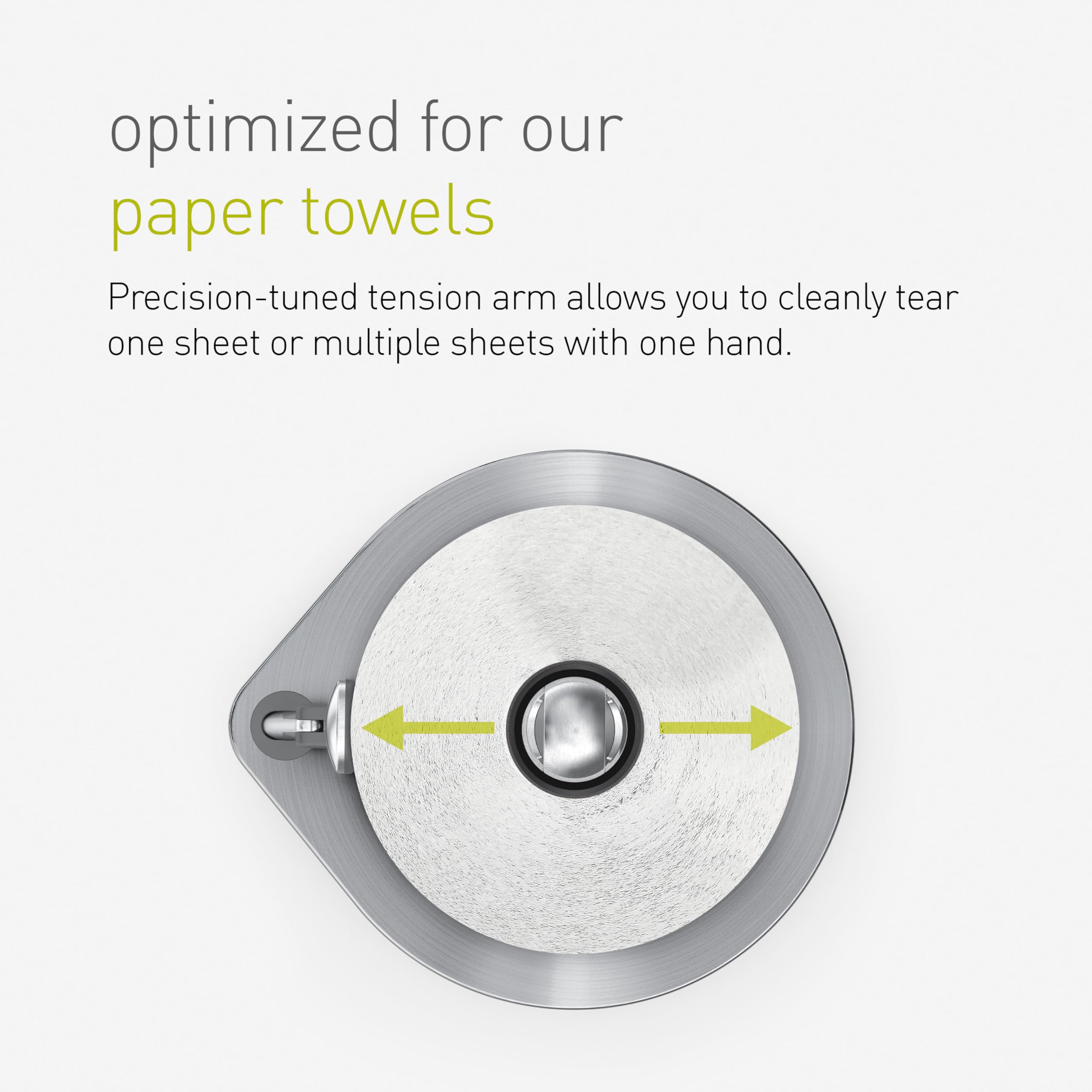 simplehuman Tension Arm Standing Paper Towel Holder - Heavy-Duty Stainless Steel Kitchen Dispenser with One-Handed Tear | Countertop & Office Use | Brass Finish for Modern Homes
