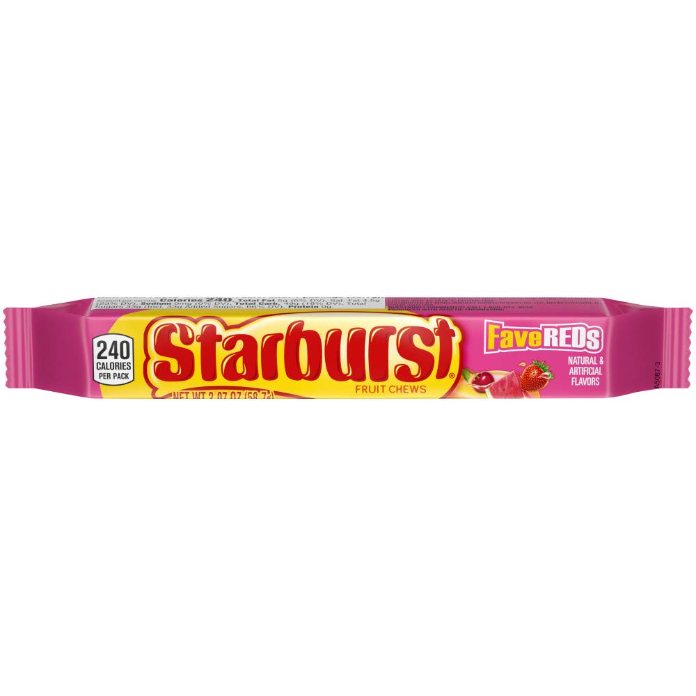 STARBURST FaveREDs Fruit Chews Candy - 2.07oz Single Pack | Delicious Strawberry Flavored Chewy Candy for Parties, Snacks & Lunchboxes