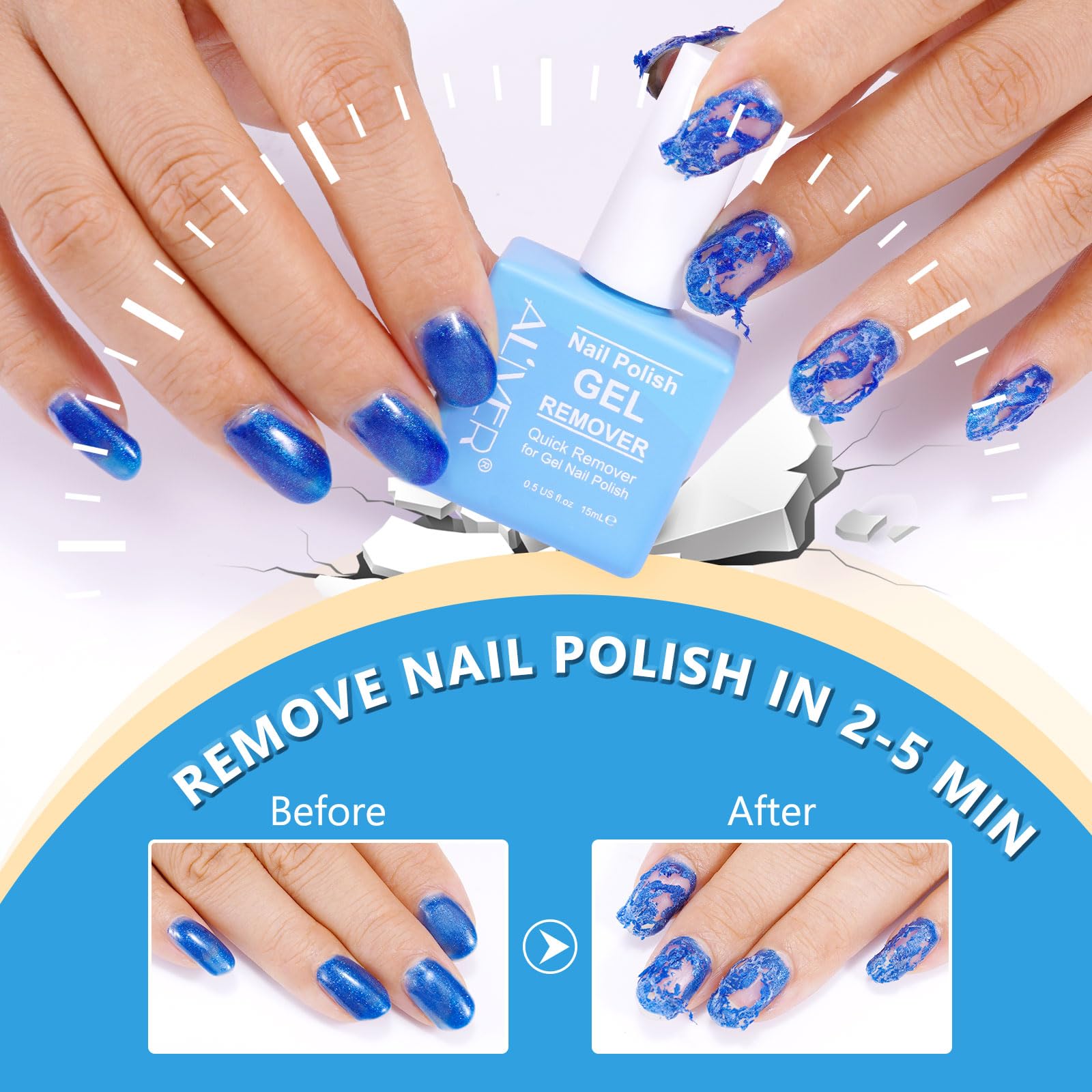Professional Gel Nail Polish Remover Kit - 0.5 Fl Oz with Nail File & Scraper | Fast Acting Formula Removes Gel Polish in 3-5 Minutes | Gentle on Nails | Perfect for Salon & Home Manicures