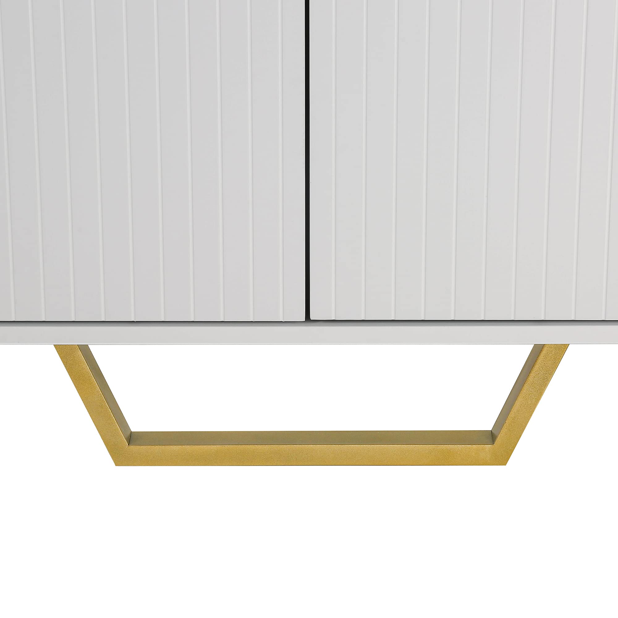 Luxury 4-Door Buffet Sideboard Cabinet with Adjustable Shelves - Freestanding Storage Furniture with Metal Handles & Legs for Dining Room, Living Room & Entryway - Perfect for Home Organization & Entertaining (White)