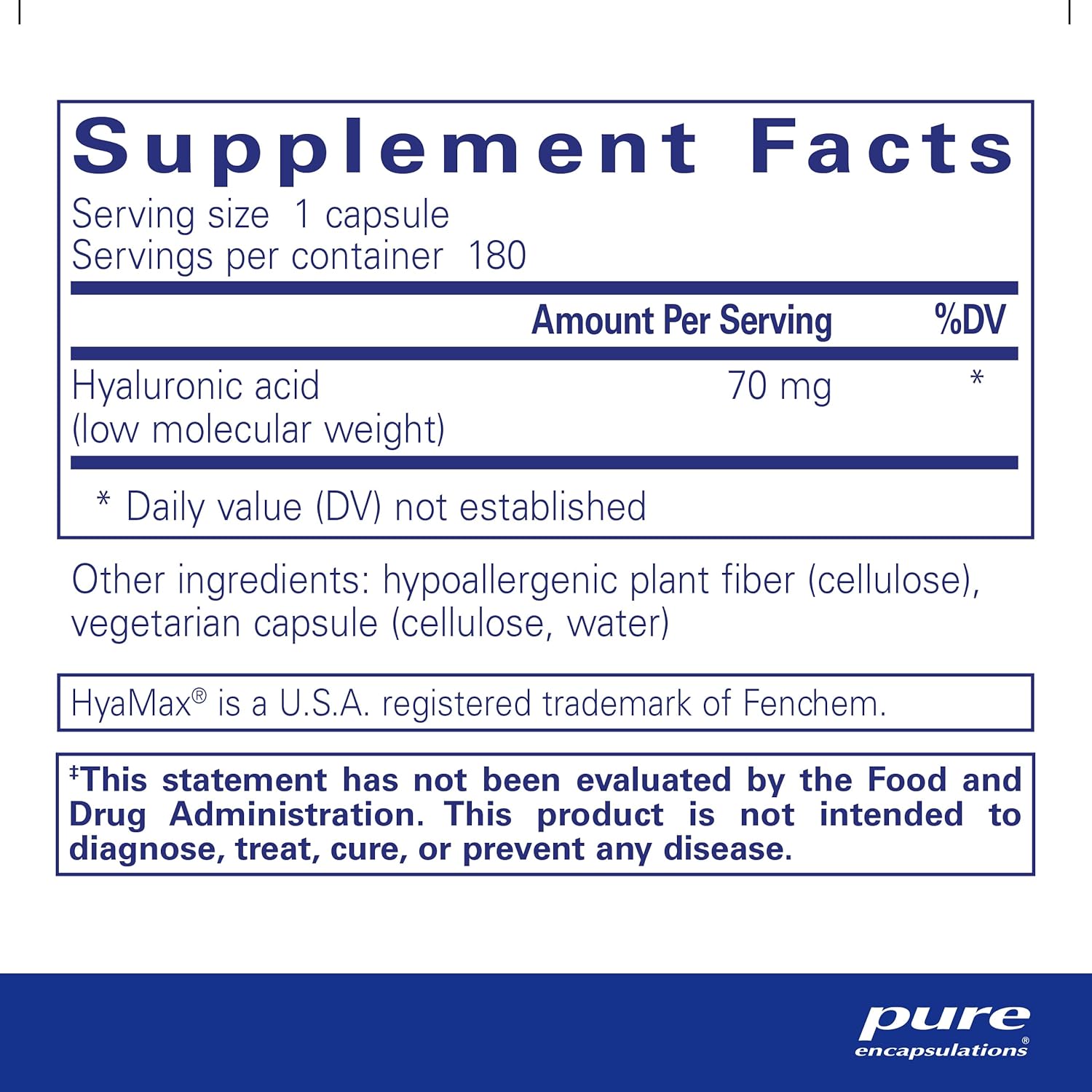 Pure Encapsulations Hyaluronic Acid Supplement for Joint & Skin Health - Supports Hydration, Collagen Production & Mobility - Ideal for Active Lifestyles & Anti-Aging Skincare Routines