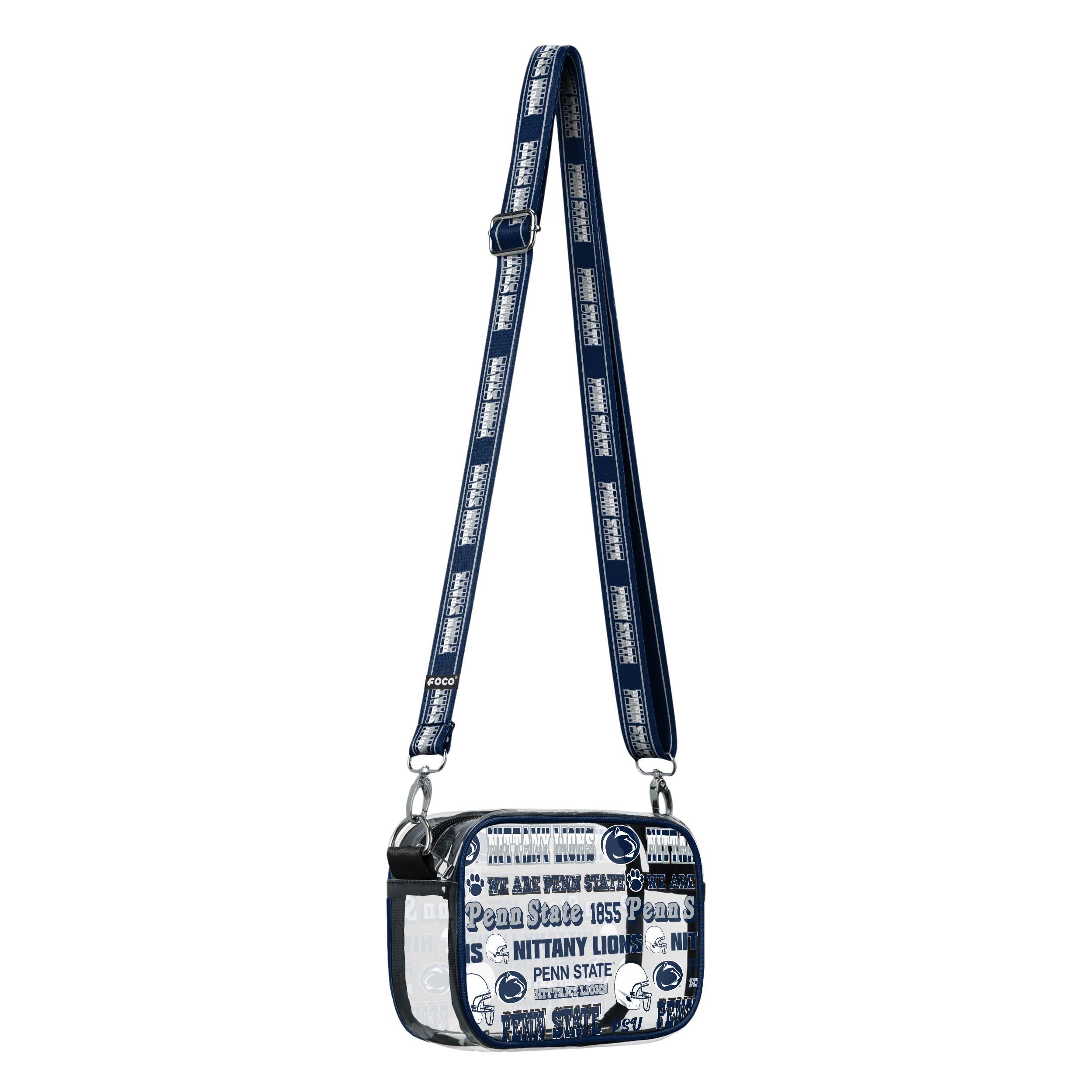 FOCO NCAA College Team Logo Stripe Clear Crossbody Bag for Women - Waterproof Stadium Approved Game Day Purse for Football, Basketball & Tailgating Events