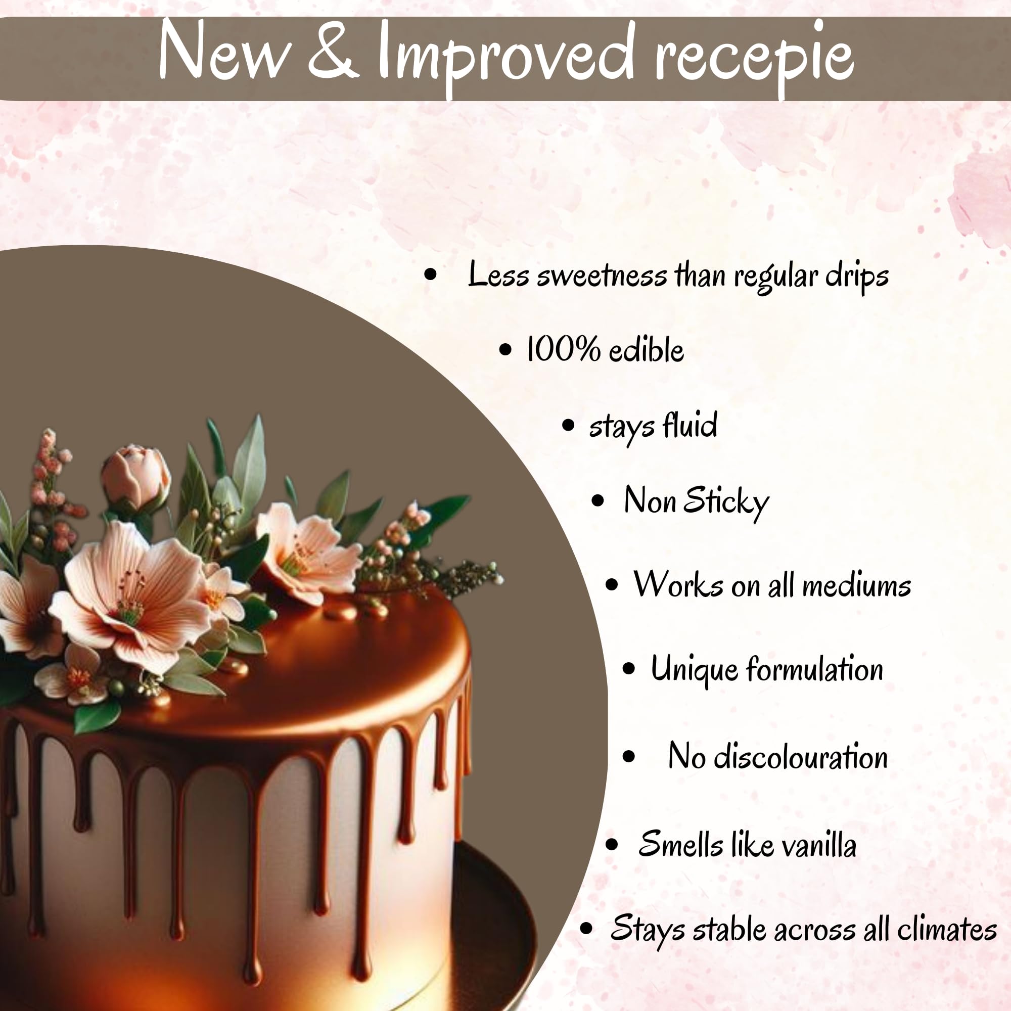 Edible Cake Drips for Decorating - Sparkling Edible Drips for Cakes, Donuts & Cupcakes - 3.71oz Showstopper Copper - Perfect for Birthday Cakes, Wedding Desserts & Party Treats