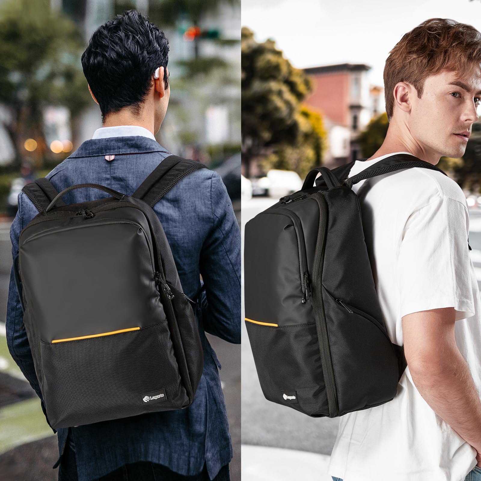 Lightweight Anti-Theft Travel Laptop Backpack for Men - Slim Waterproof Computer Bag with Double Laptop Compartments & Sleeve - Perfect for Business Trips, Commuting & College Use