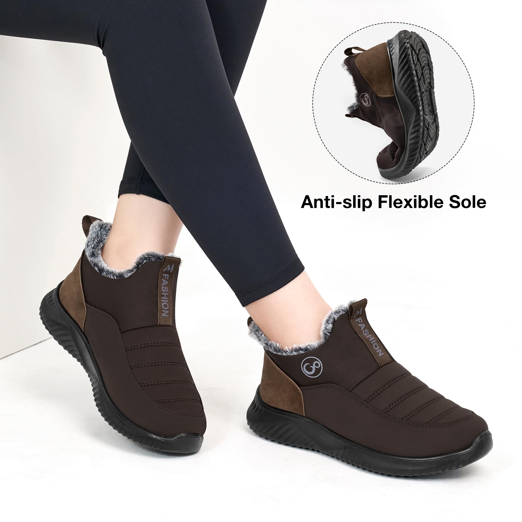 Alicegana Women's Winter Snow Boots - Waterproof Slip-On Ankle Booties with Warm Fur Lining & Non-Slip Sole | Cozy Footwear for Snowy Days, Outdoor Activities & Casual Winter Wear