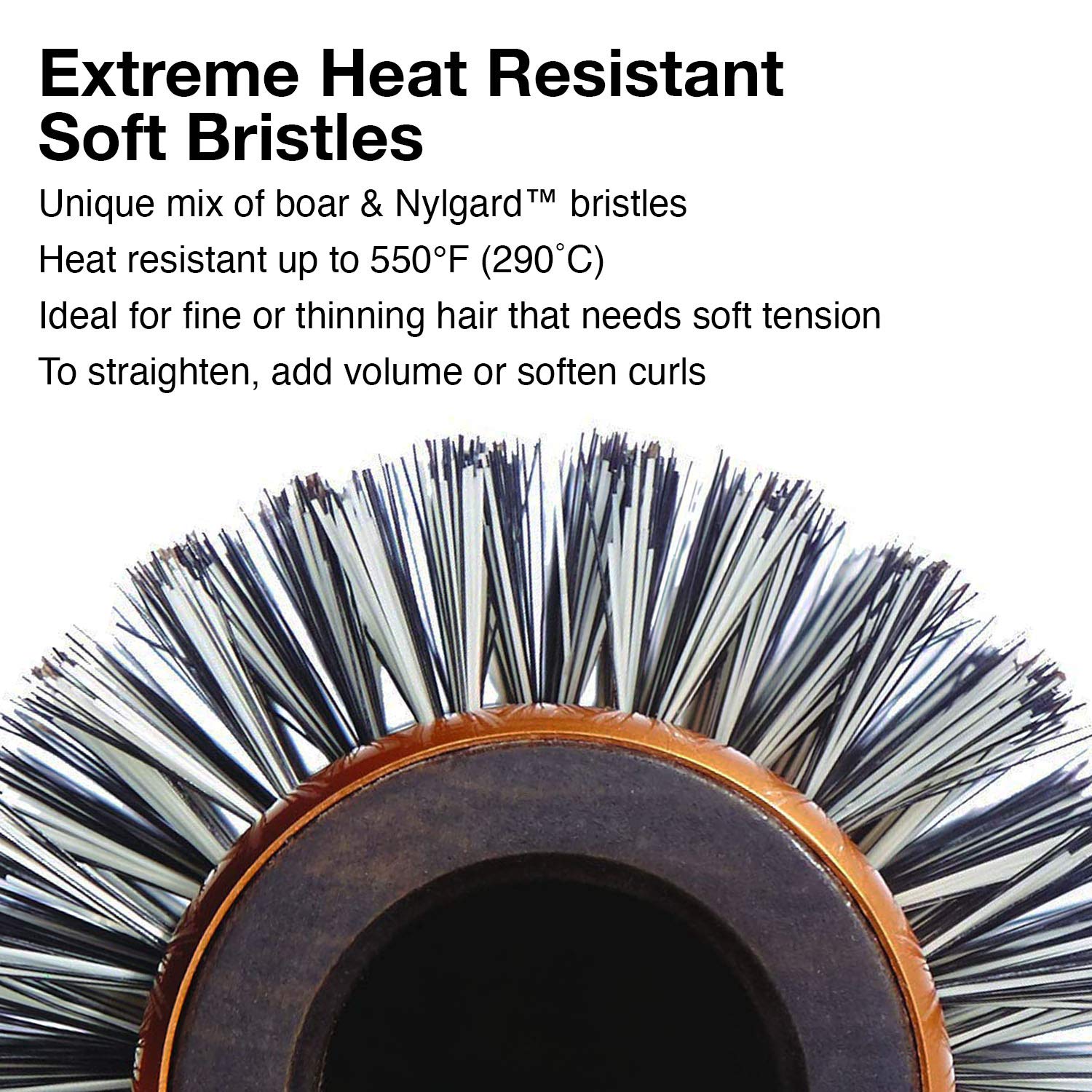 Olivia Garden EcoCeramic Soft Bristles Round Thermal Hair Brush - Natural Heat Retention for Frizz Control & Shine - Perfect for Salon-Quality Blowouts at Home
