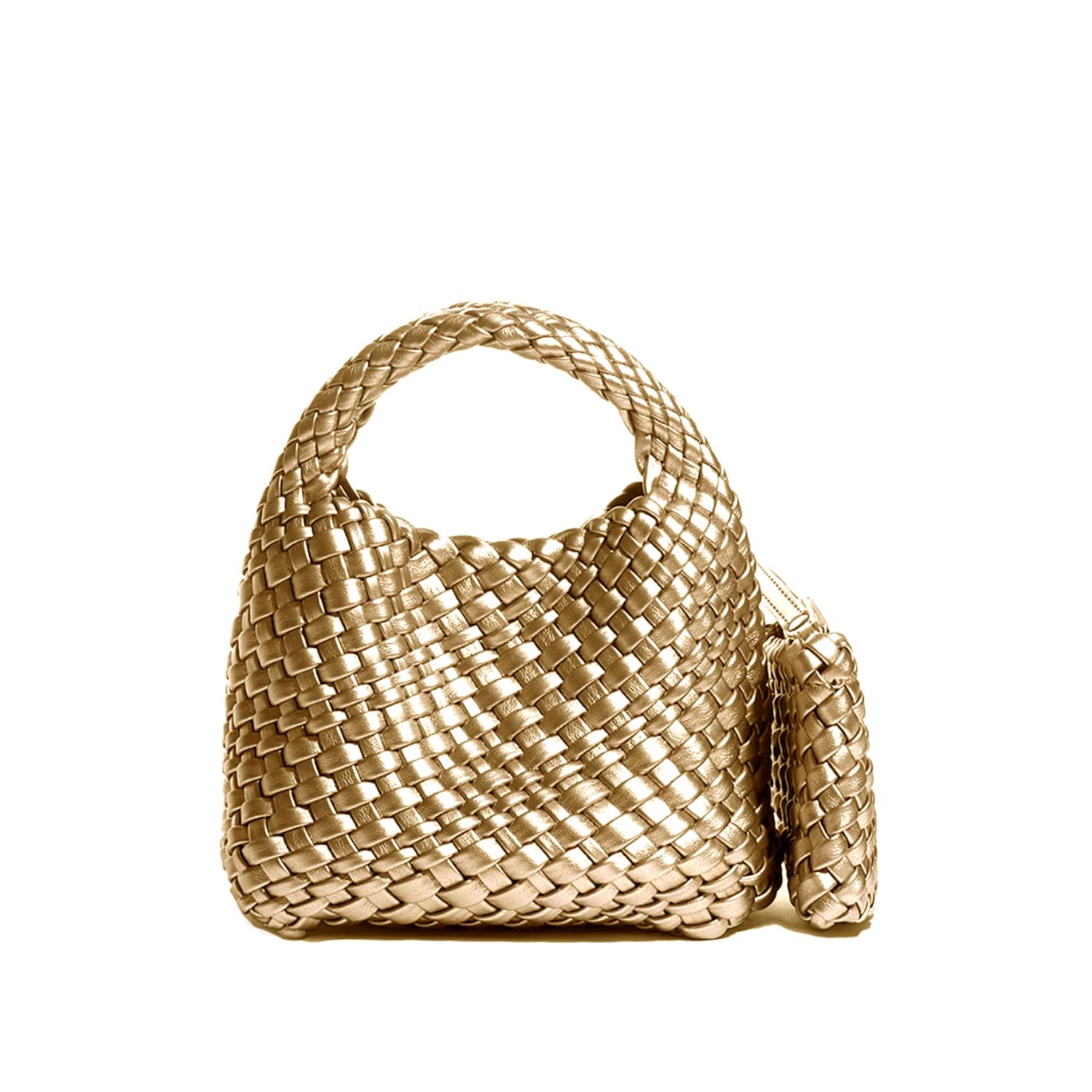 JINMANXUE Women's Fashion Woven Tote Bucket Bag with Knit Chain Strap - Crossbody Shoulder Purse for Work, Travel & Daily Use